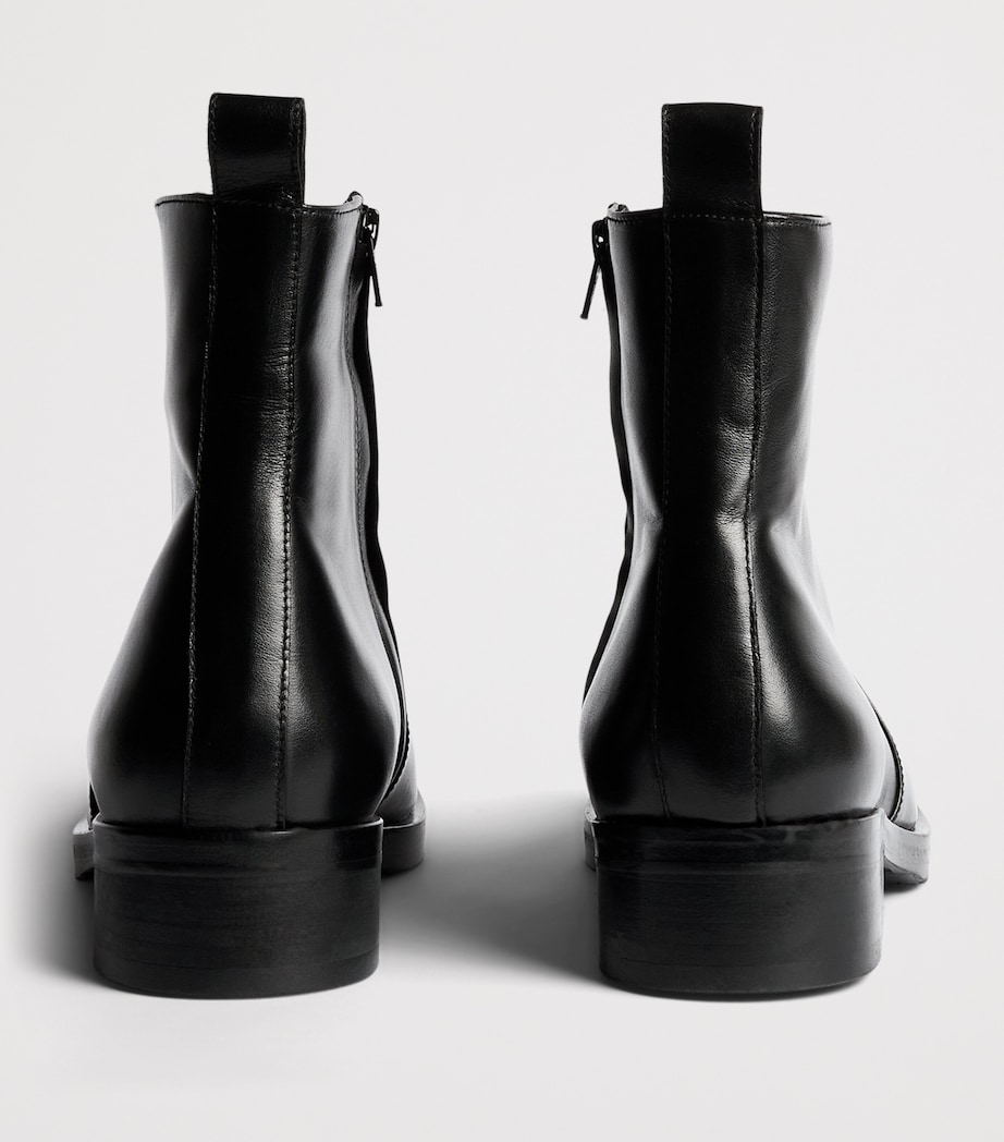 Leather Square-Toe Boots BLACK Image 5