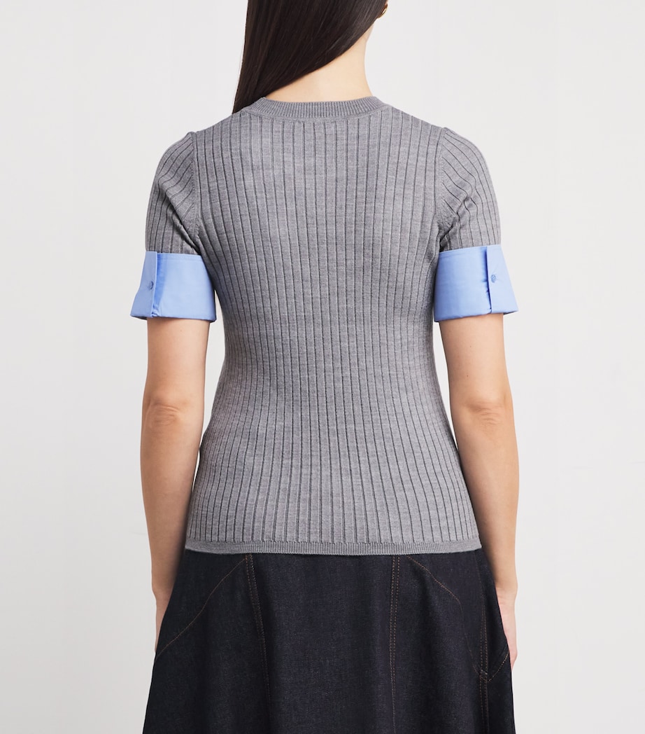 Cuffed Knitted Top GREY Image 4