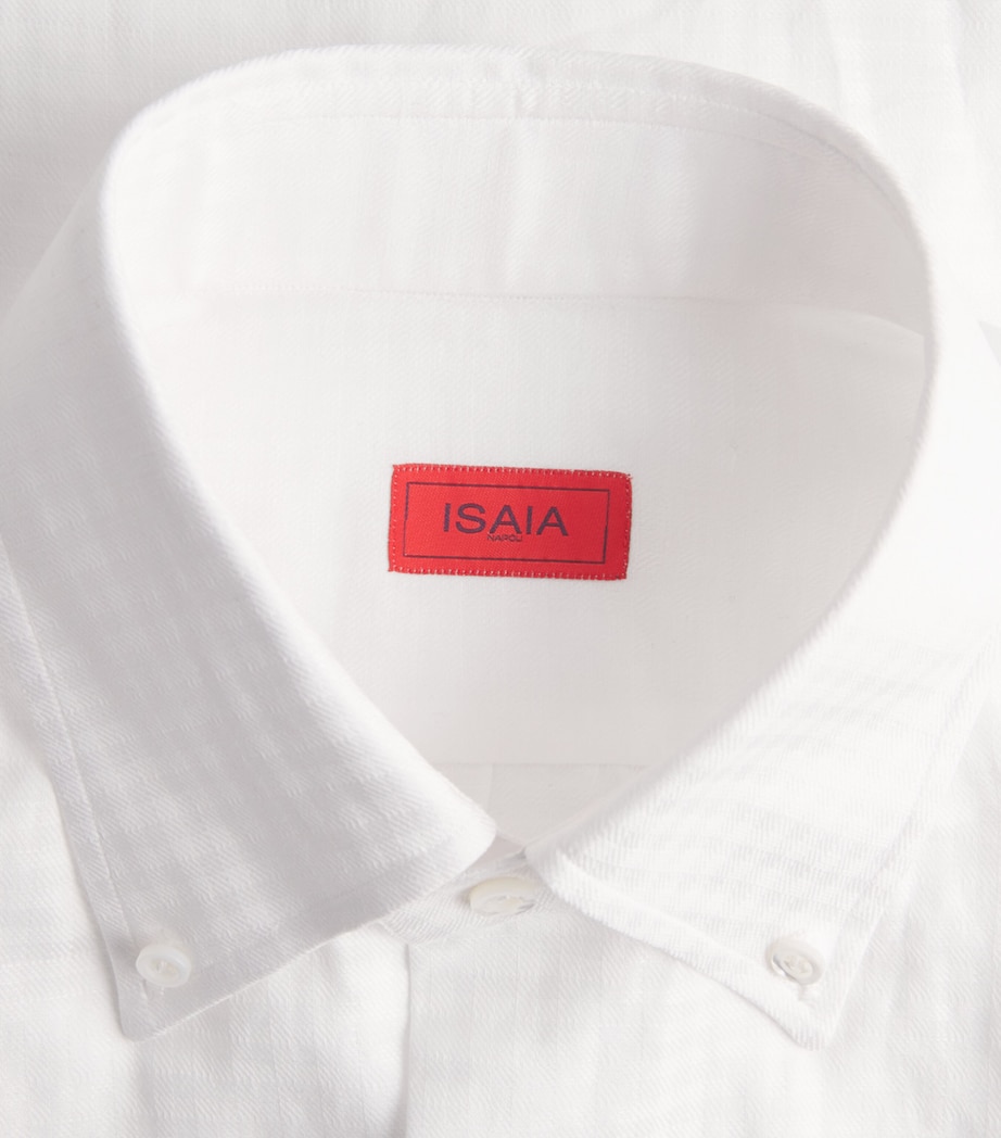 Isaia Mens Cotton-Linen Check Shirt Image 6
