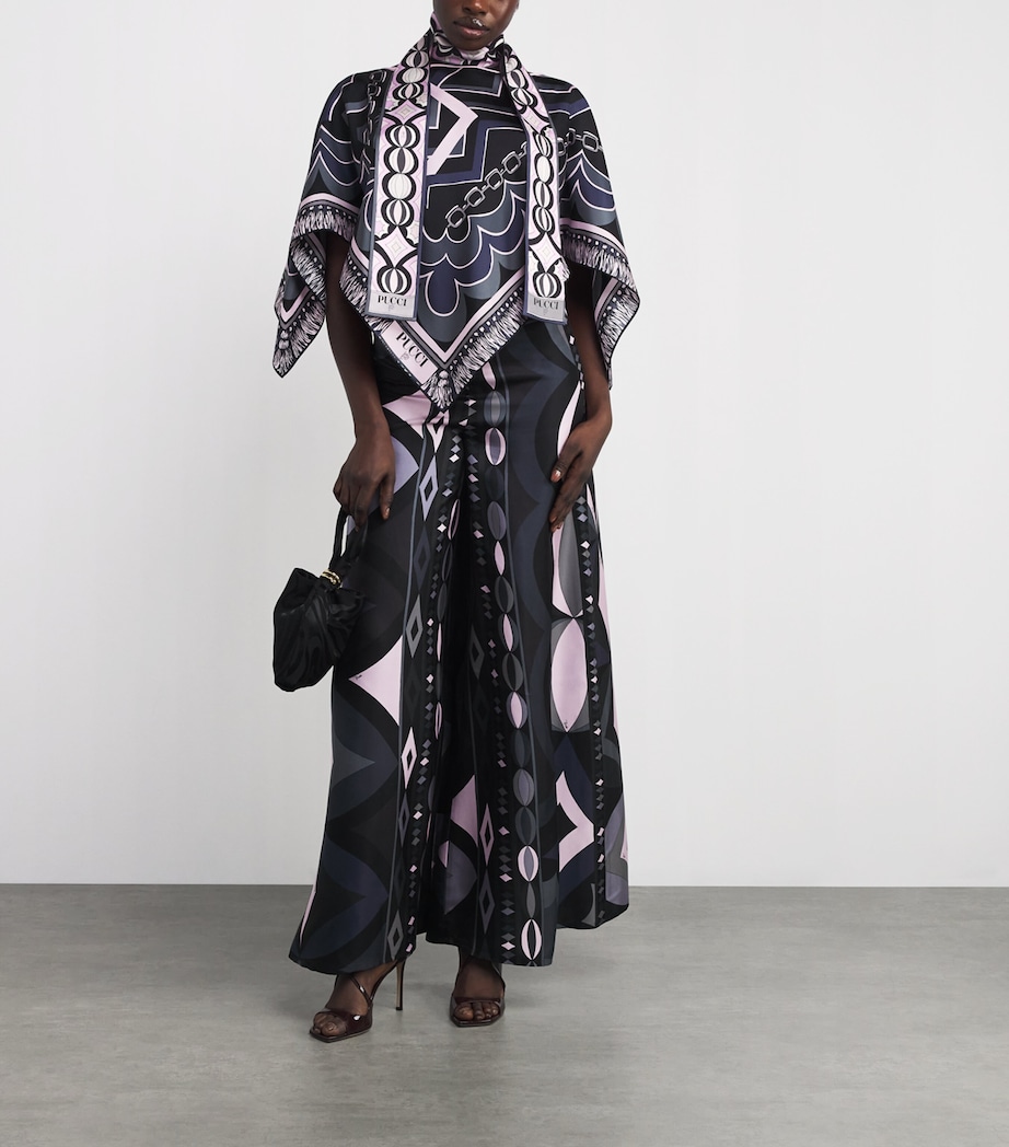 Silk Printed Scarf 1/BLACK PINK Image 4