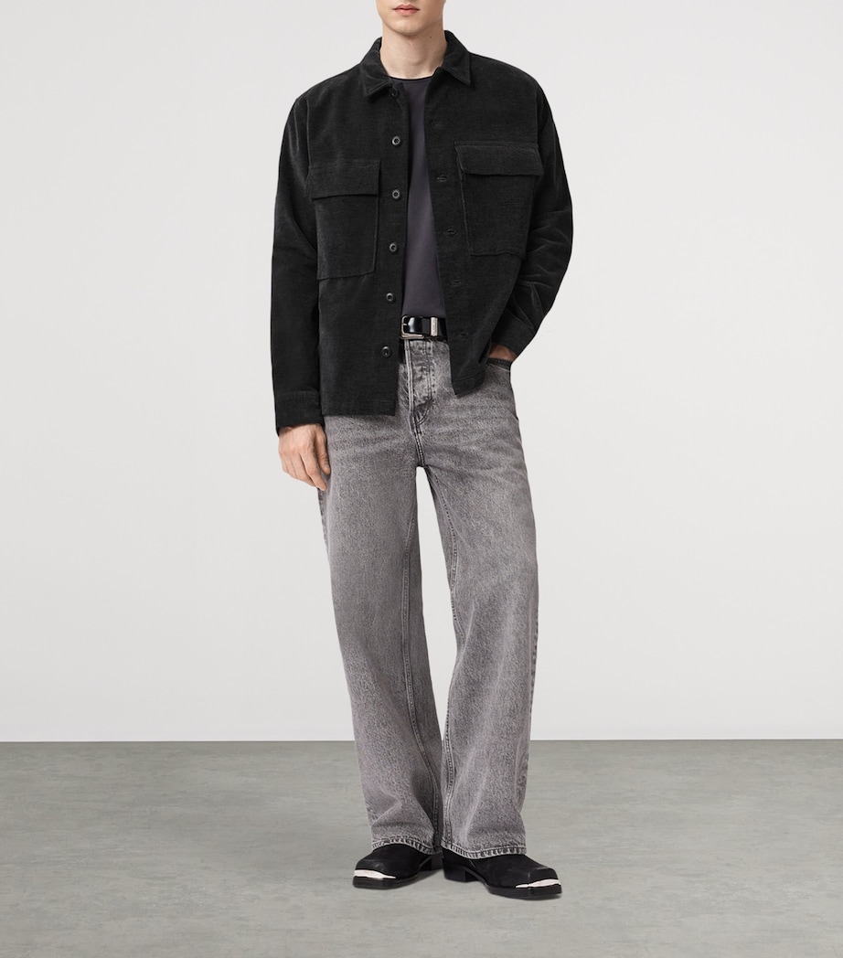 AllSaints Mens Corduroy Hawker Overshirt Faded Black Image 2