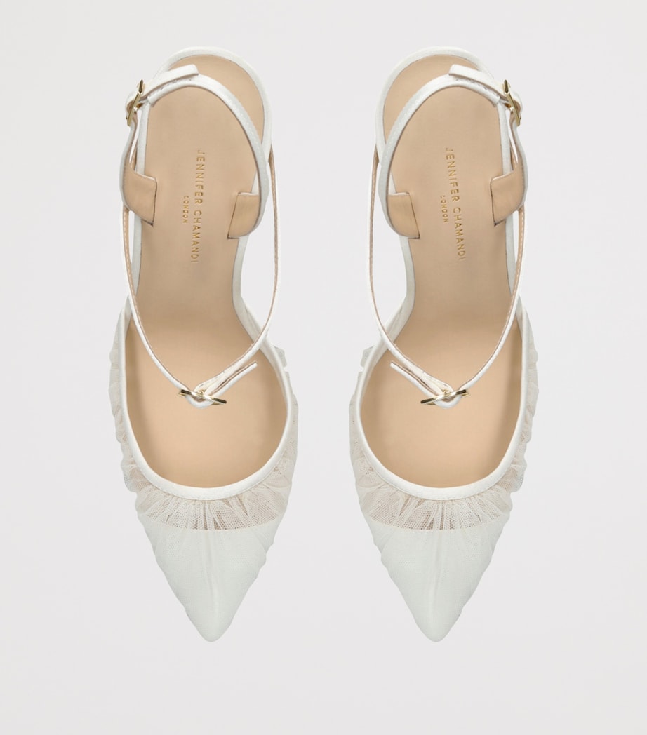 Satin Vittorio Slingback Pumps 85 BONE Image 4