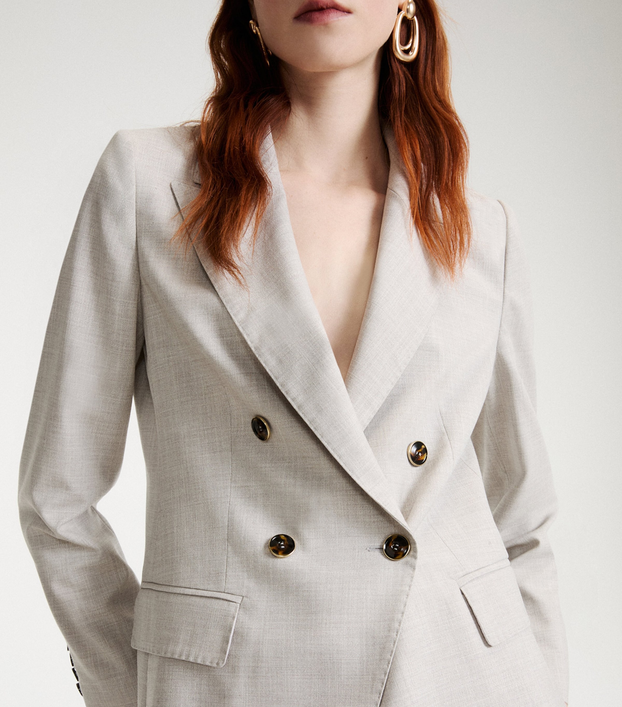 Marella Womens Double-Breasted Blazer Light Grey Image 5