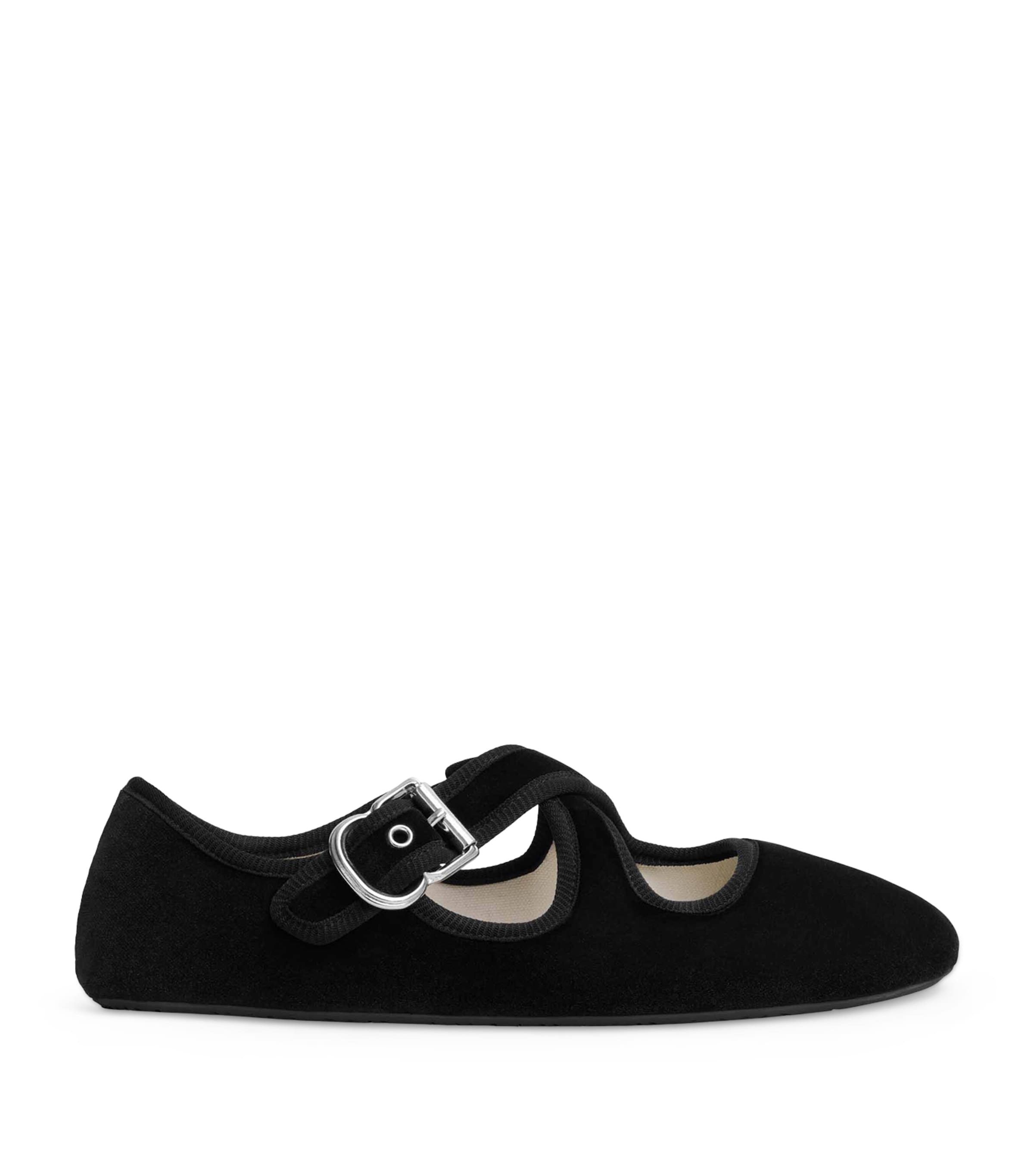 Suede Criss-Cross Ballet Flats NOIR Image 1