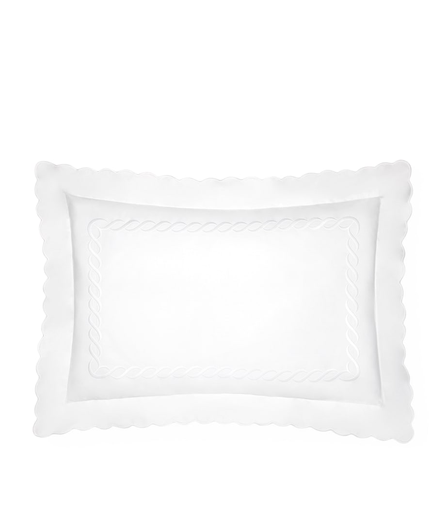 Treccia Oxford Pillowcase (50cm x 90cm) WHITE/WHITE Image 1