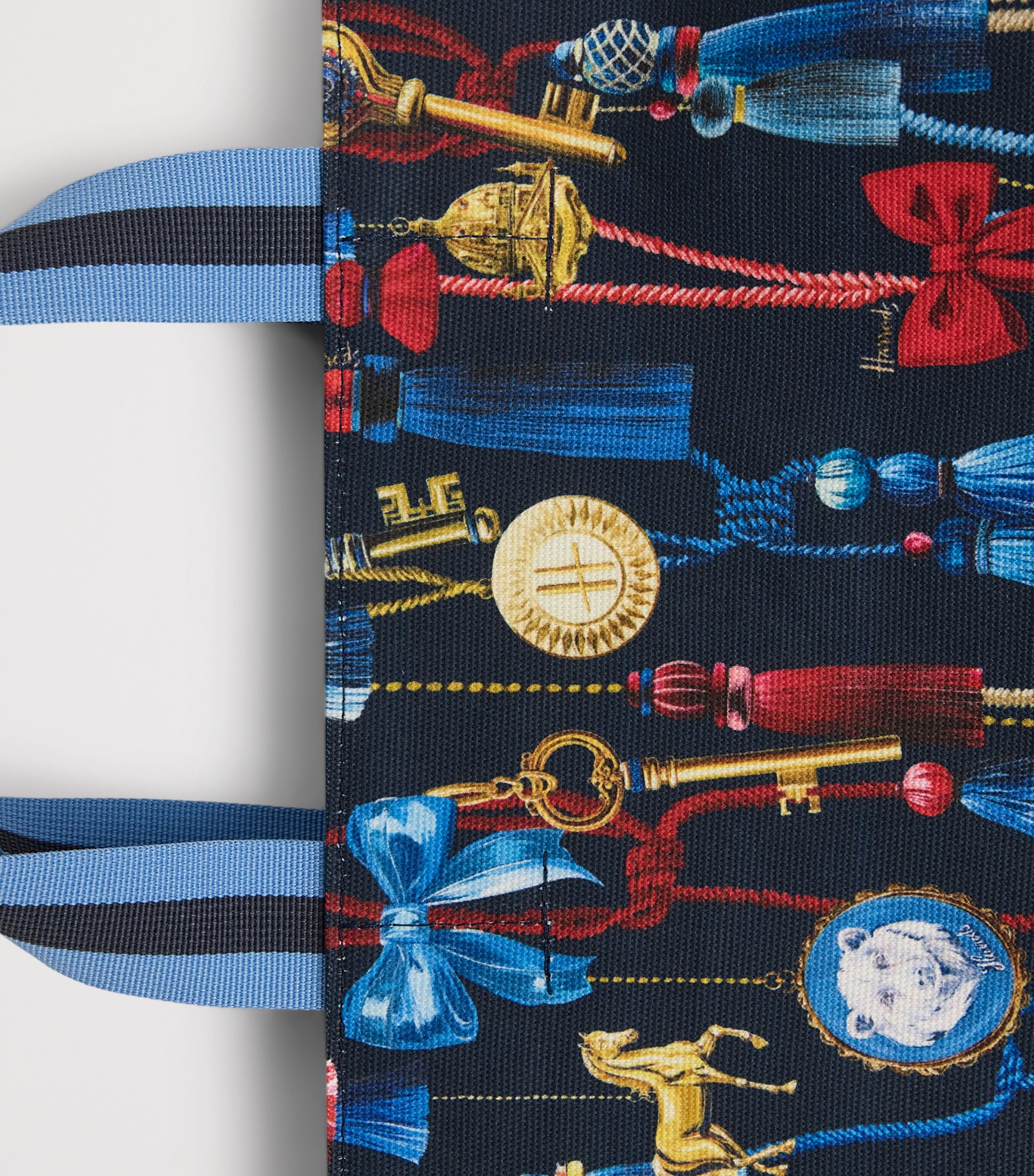 Harrods TASSELS SMALL NAVY TOTE BAG Navy Image 3