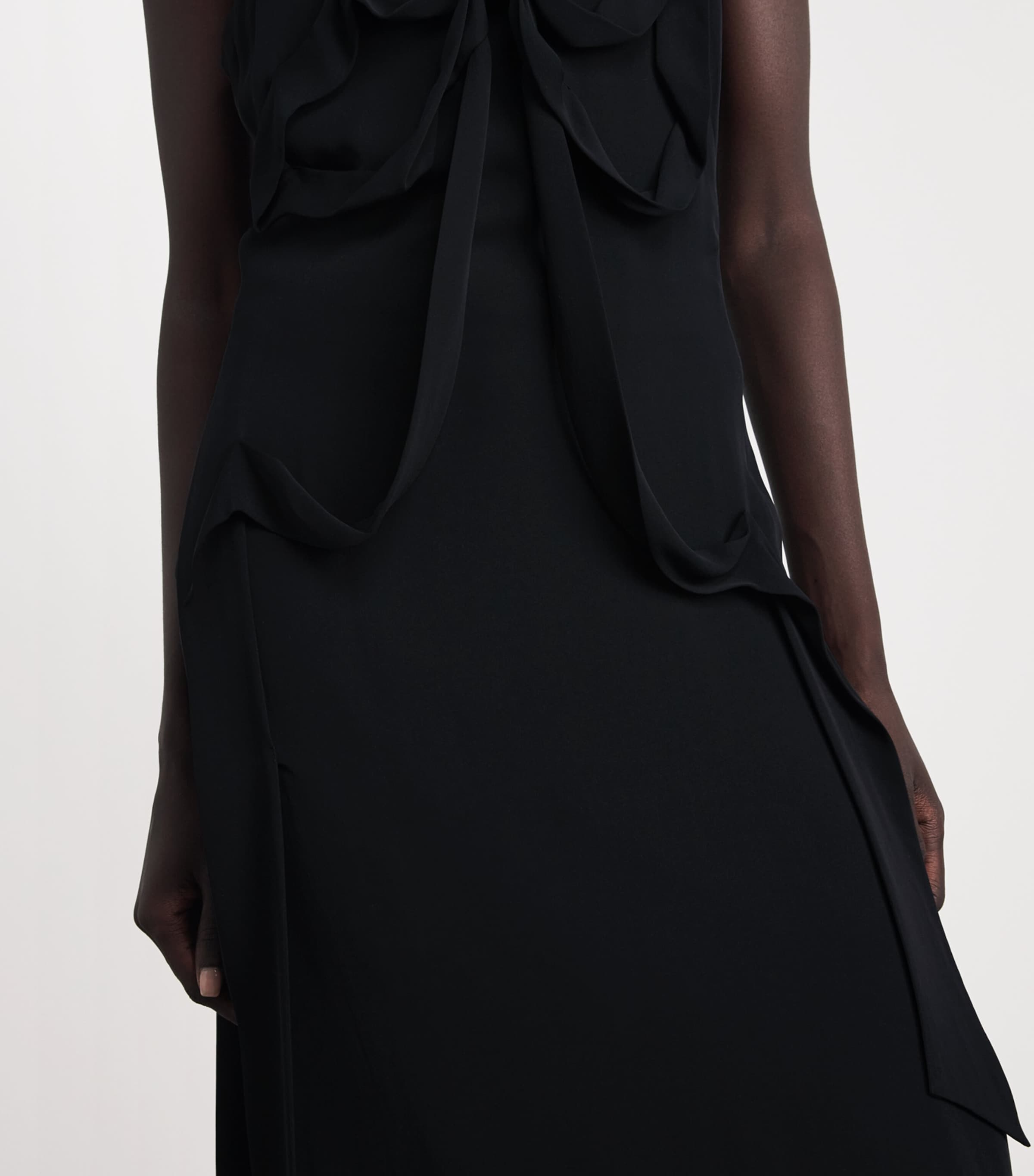 Acne Studios Womens Silk Bow-Detail Midi Dress Black Image 5