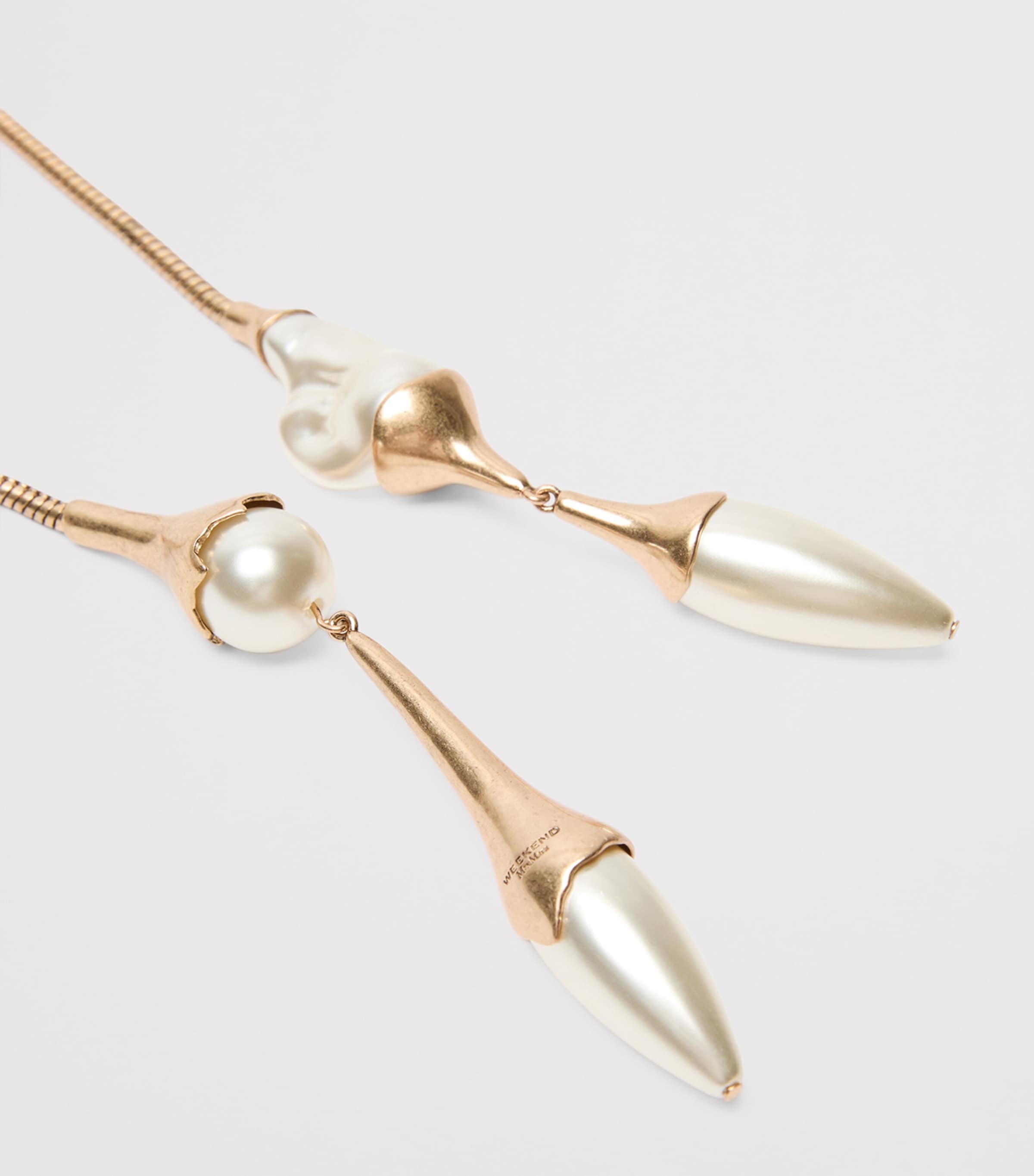 Weekend Max Mara Faux Pearl Wraparound Necklace Gold Image 3
