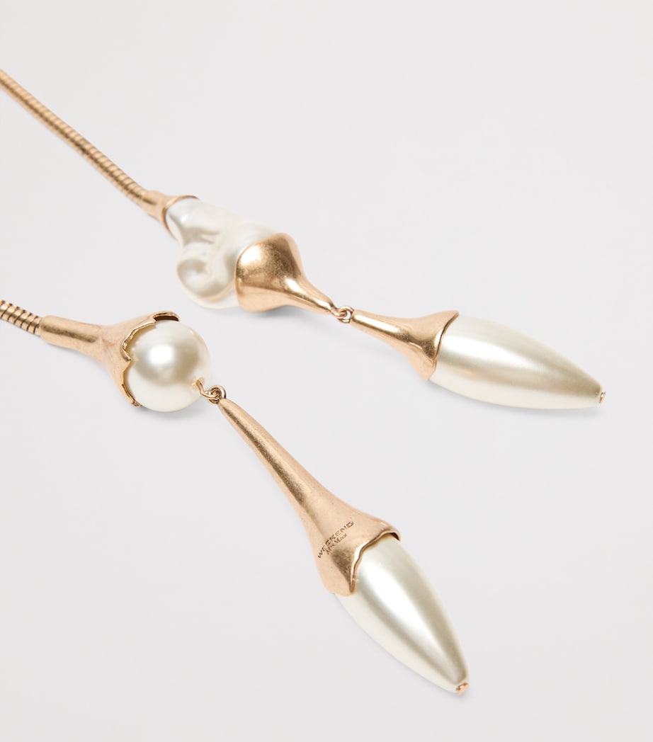 Weekend Max Mara Faux Pearl Wraparound Necklace Gold Image 3