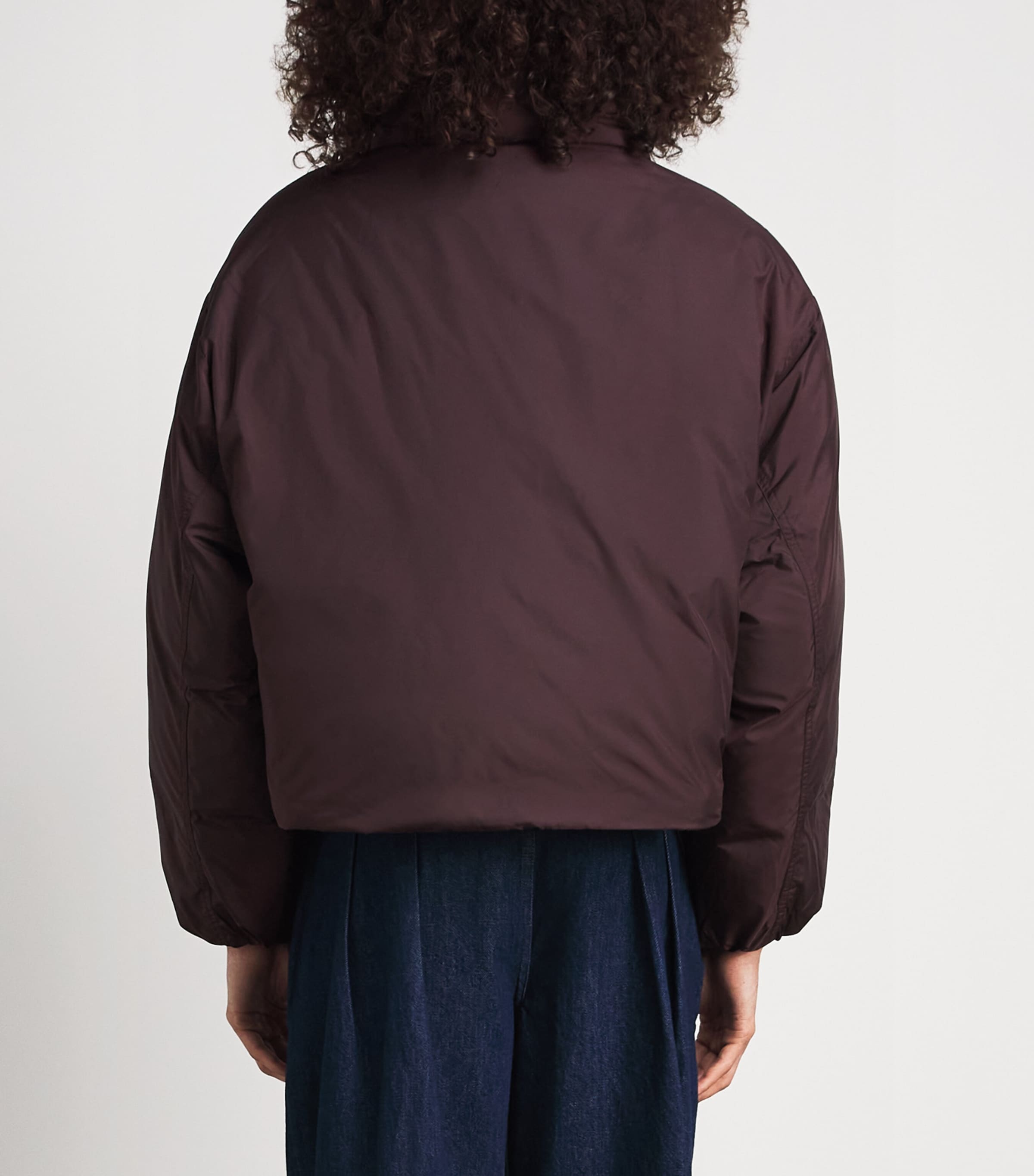 Polo Ralph Lauren Womens Down Cropped Puffer Jacket Dark Shadow Burgundy Image 5