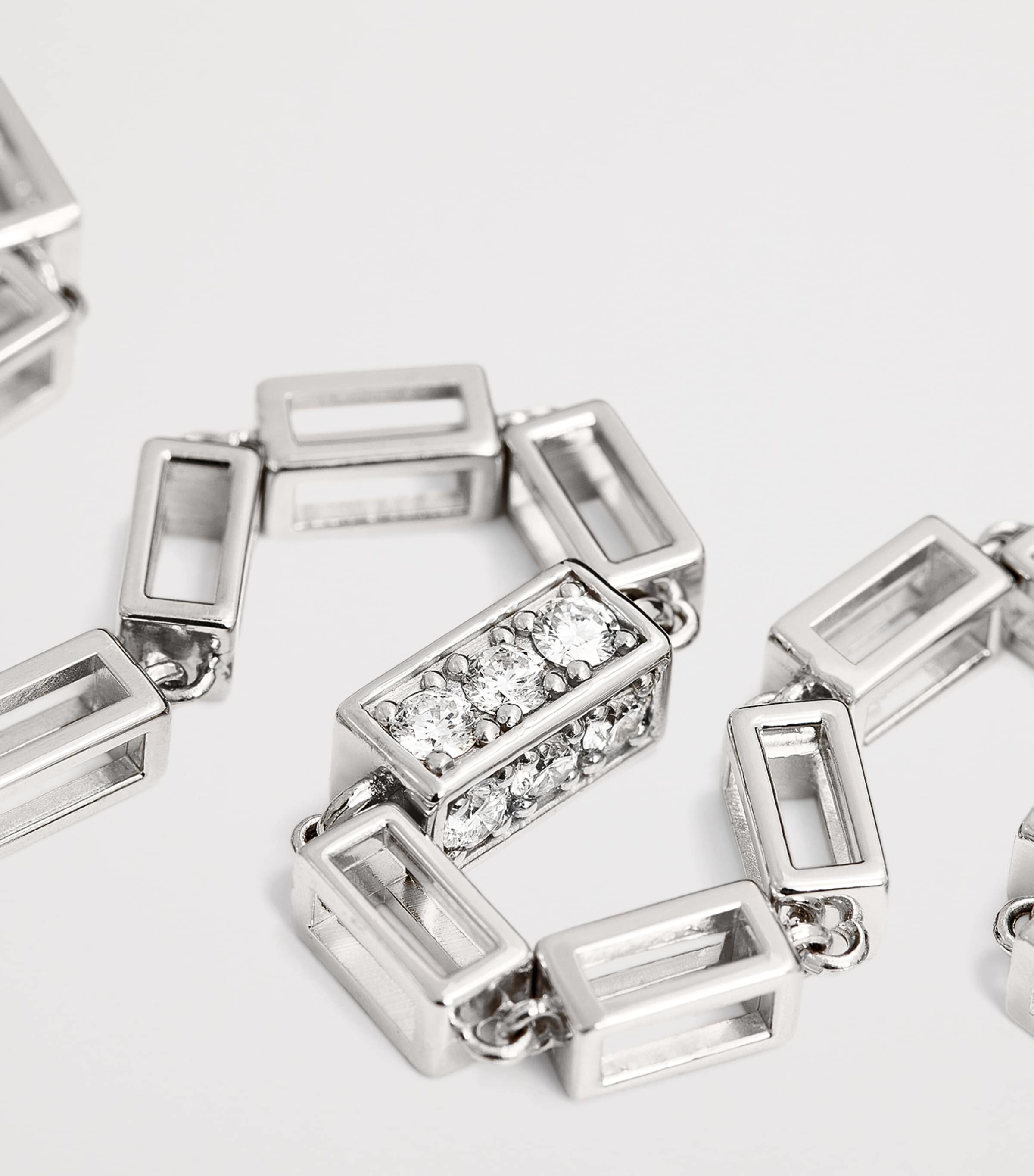 Suzanne Kalan White Gold and Diamond Large Block Chain Bracelet Wg/wd Image 5