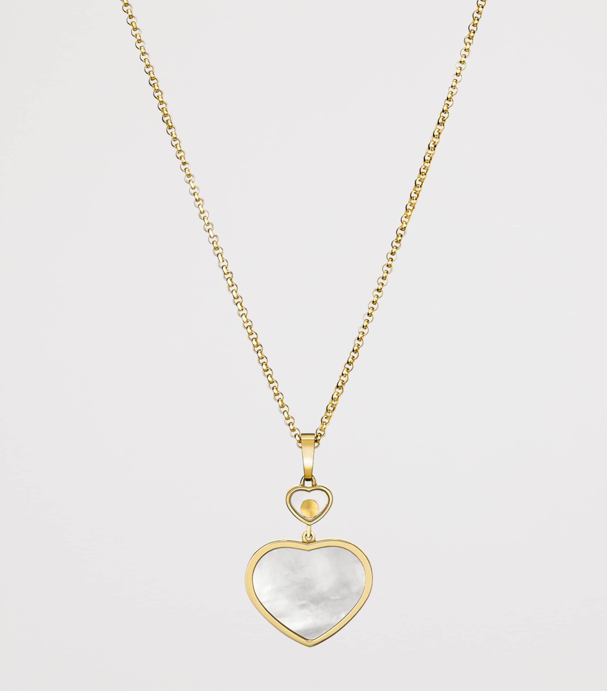 Yellow Gold, Diamond and Mother-of-Pearl Happy Hearts Pendant Necklace 18K YELLOW GOLD Image 3