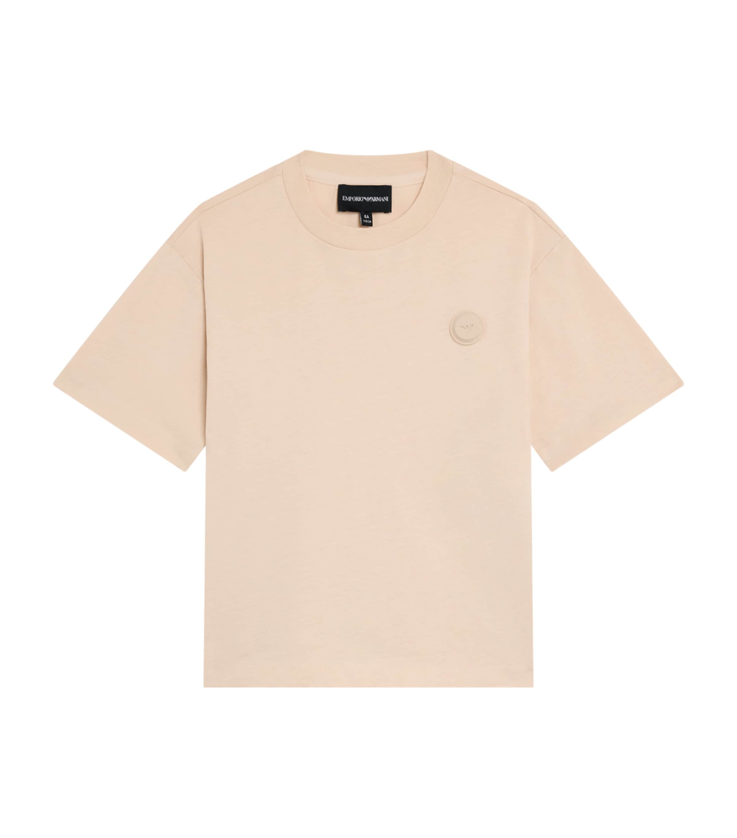 Emporio Armani Cotton Logo T-shirt In Brown