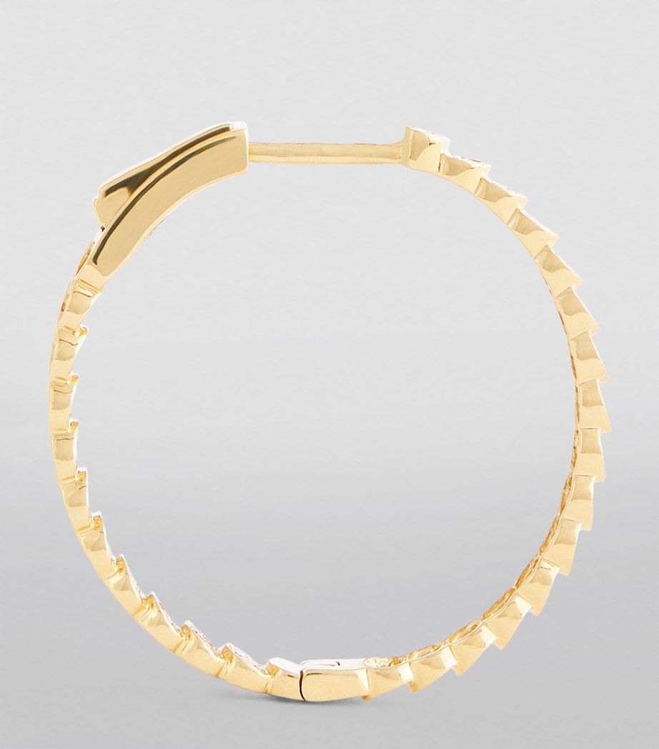 Yellow Gold and Diamond Luna Hoop Earrings YELLOW GOLD Image 3