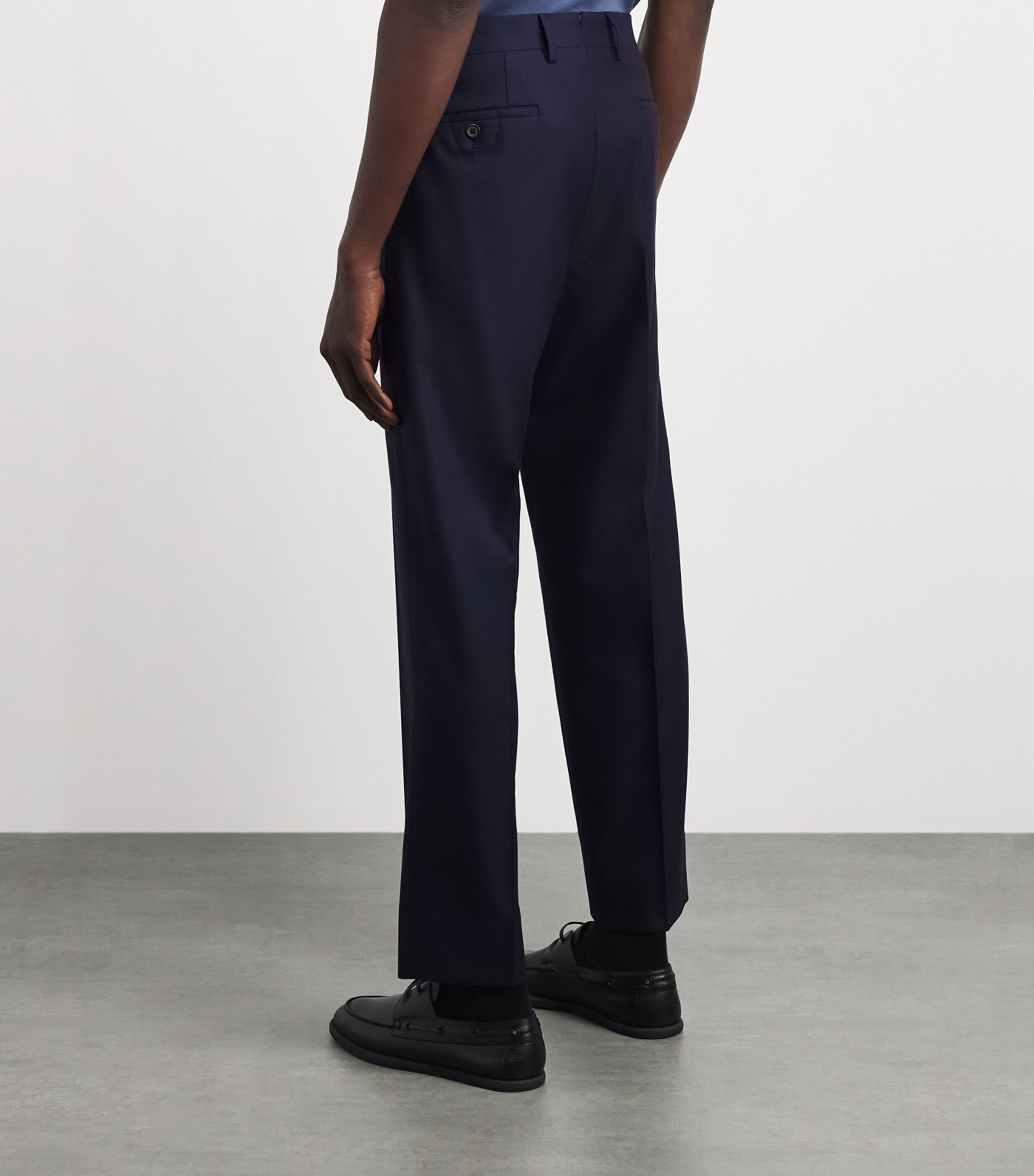 Corneliani Mens Virgin Wool Slim Trousers Dark Blue Image 5