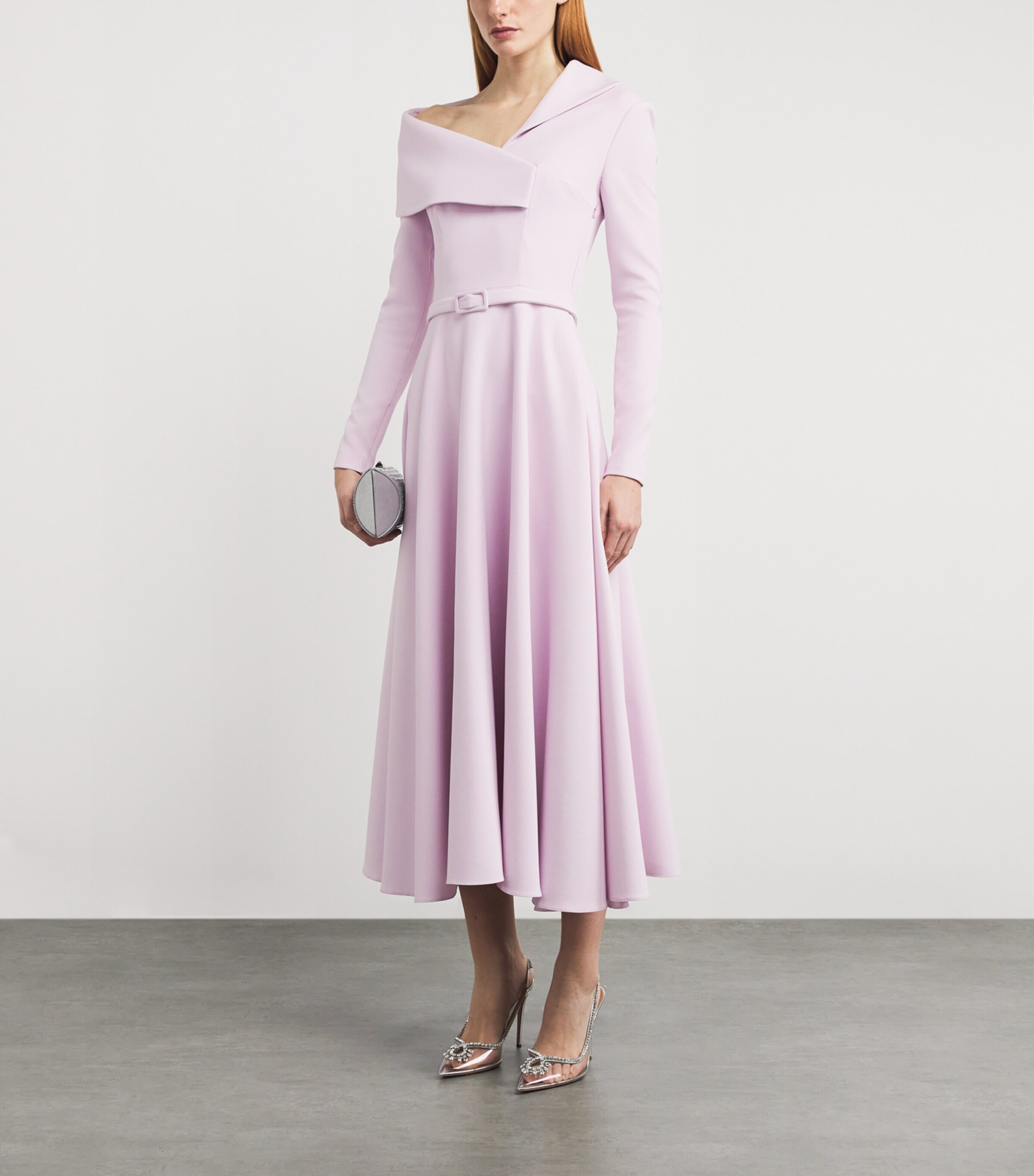 Safiyaa Womens Crepe Odelle Midi Dress Lilac Snow Image 2