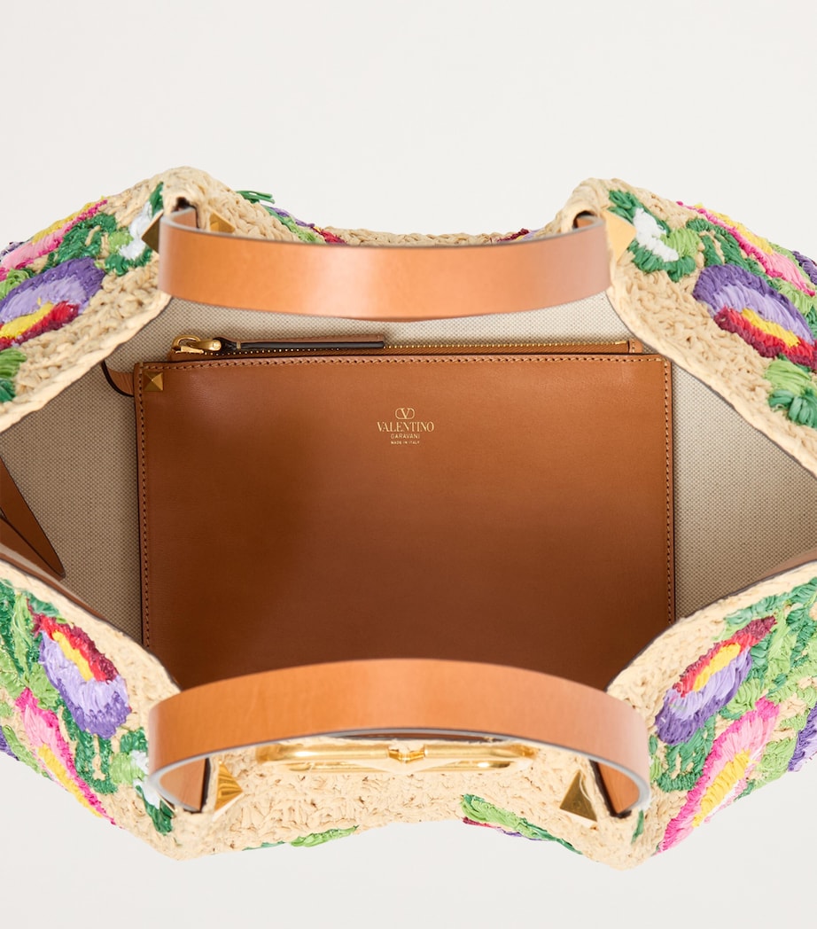 Raffia Floral VLogo Tote Bag R9F Image 3