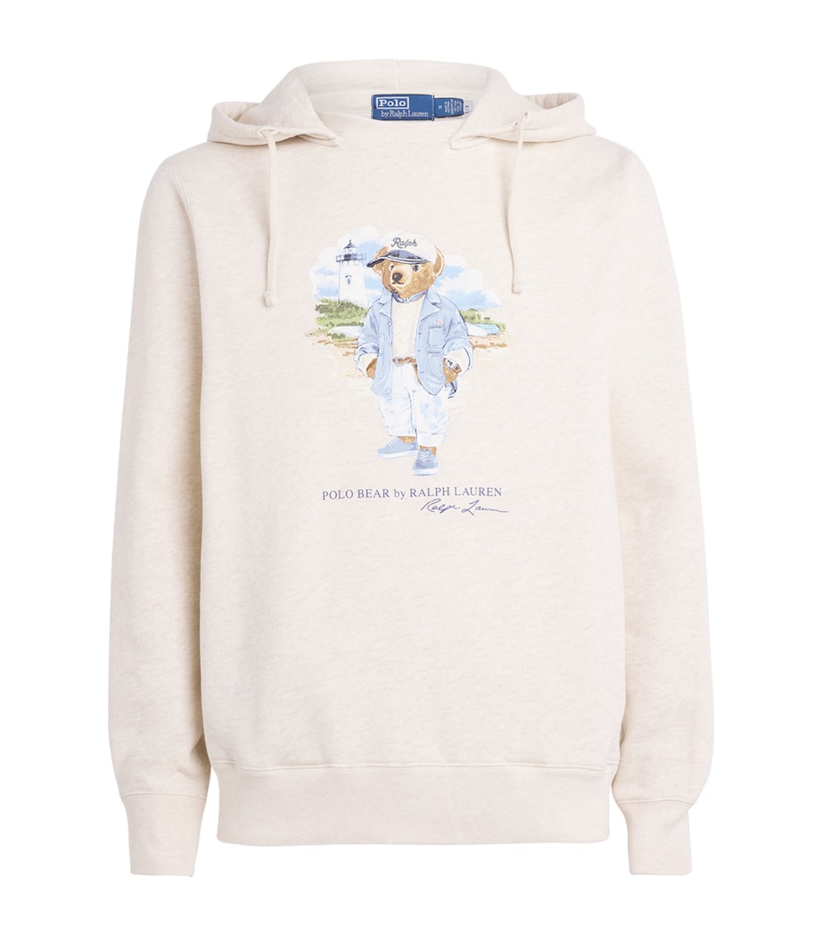 Polo Ralph Lauren Mens Cotton-Blend Polo Bear Hoodie White Image 1