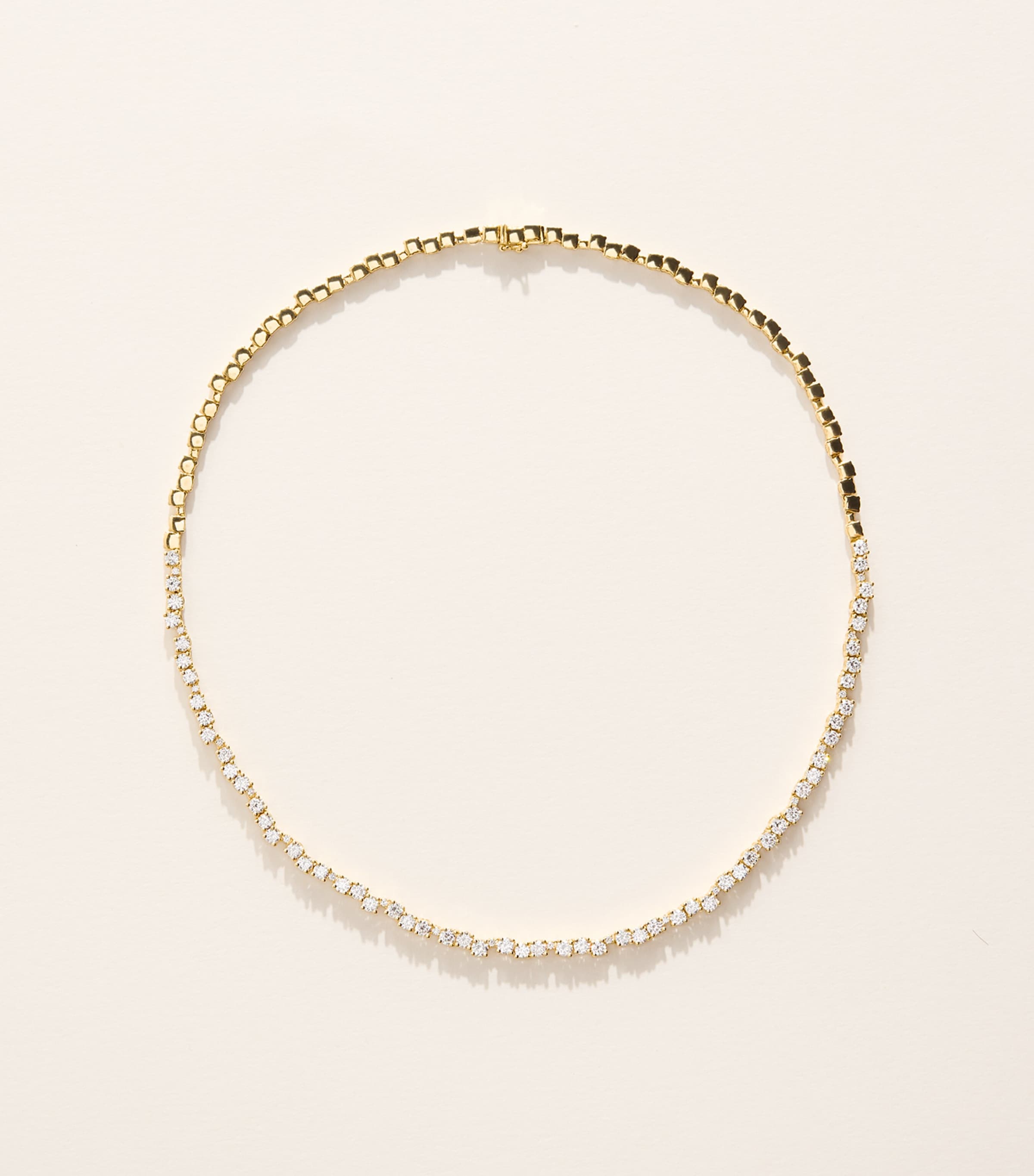 Suzanne Kalan Yellow Gold and Round Diamond Deco Tennis Necklace Yg/wd Image 1