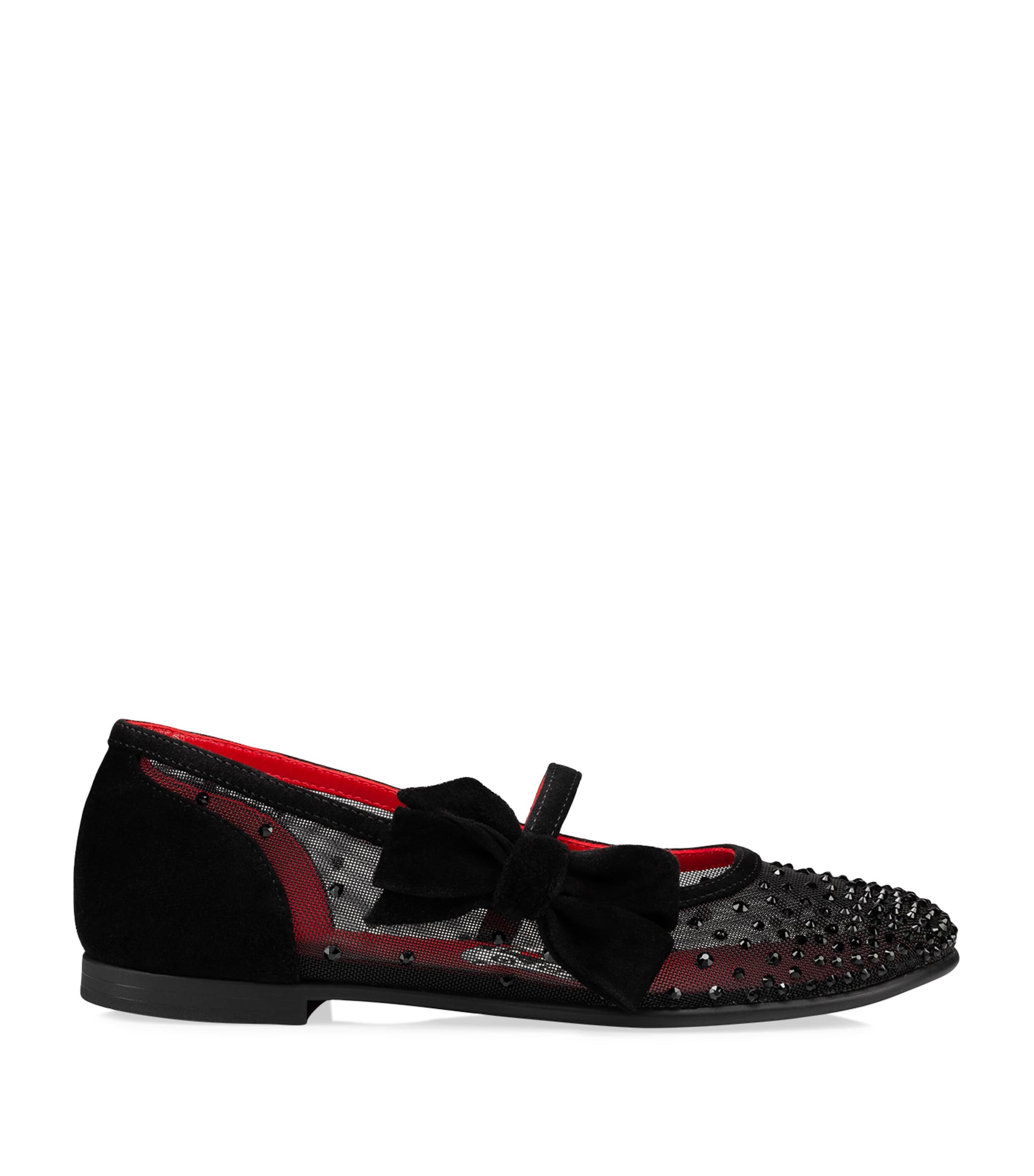 CHRISTIAN LOUBOUTIN MELODIE STRASS EMBELLISHED BALLERINA FLATS 