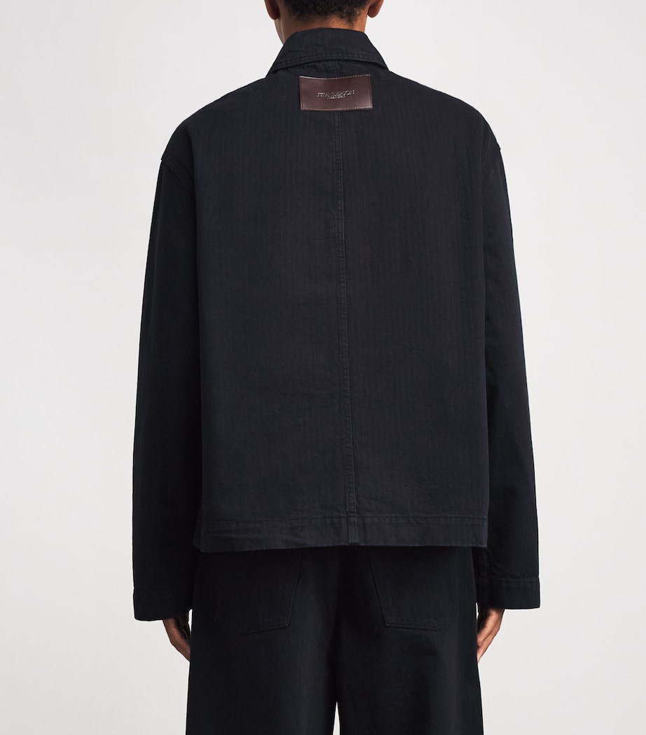 JW Anderson Mens Oversized Cotton Herringbone Shirt Black Image 5