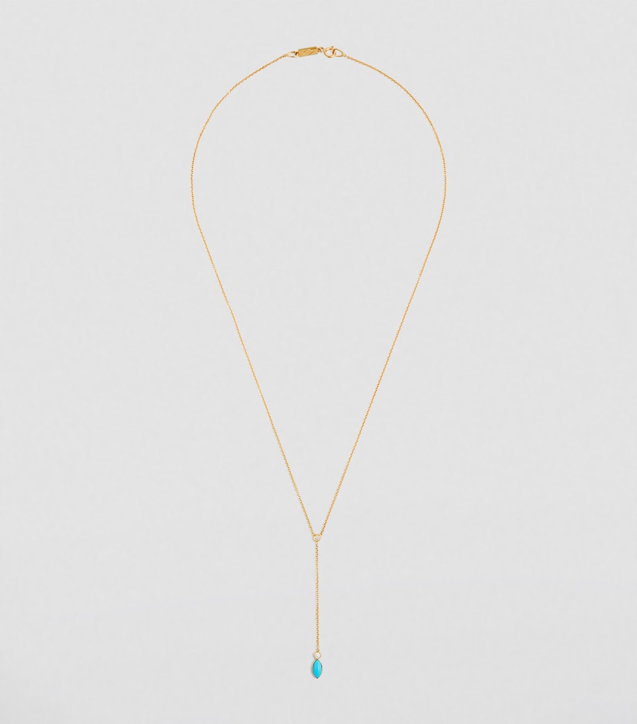 Yellow Gold, Diamond and Turquoise Lariat Necklace YELLOW GOLD Image 2