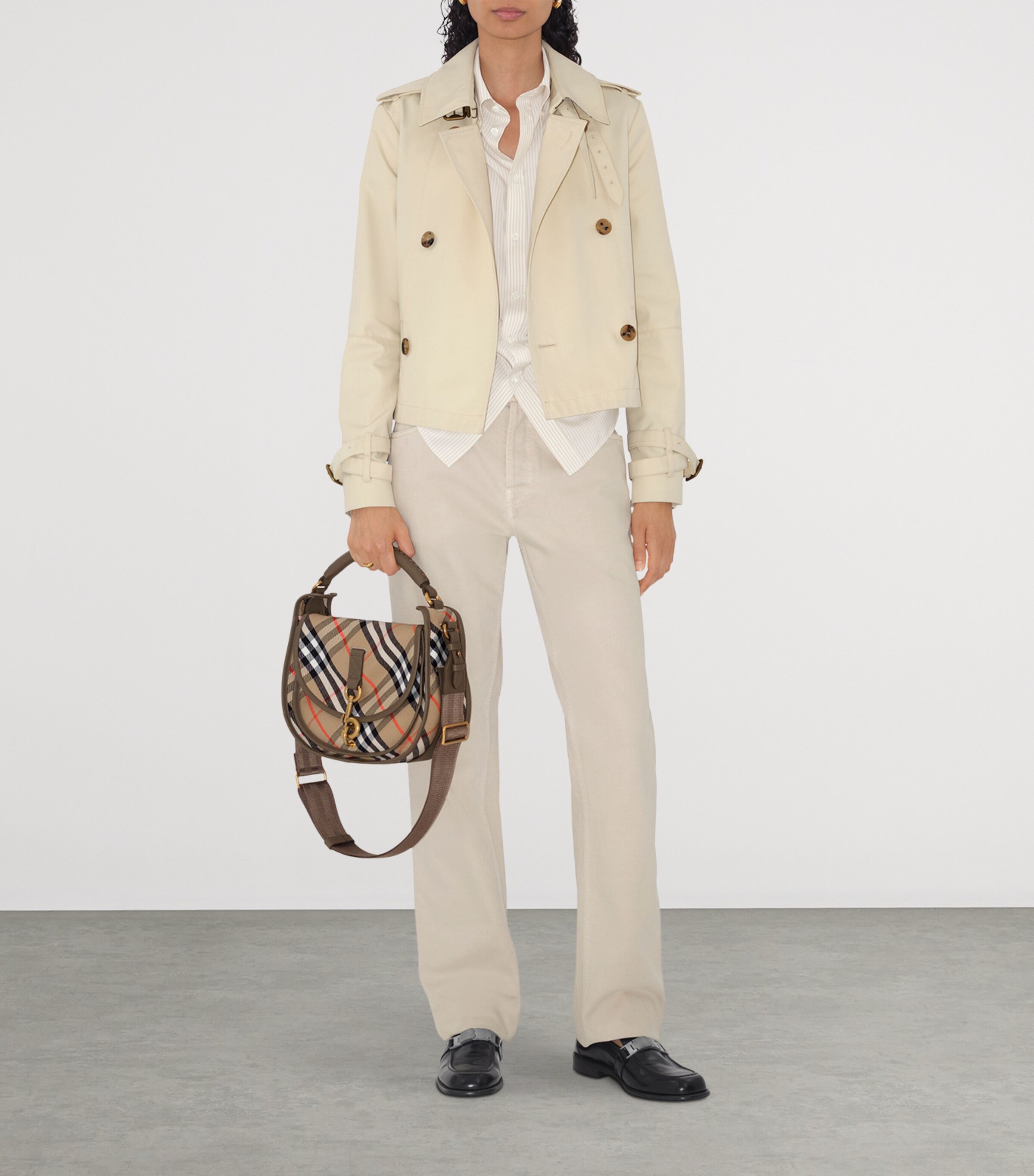 Small Canvas Check B Clip Messenger Bag SAND Image 2