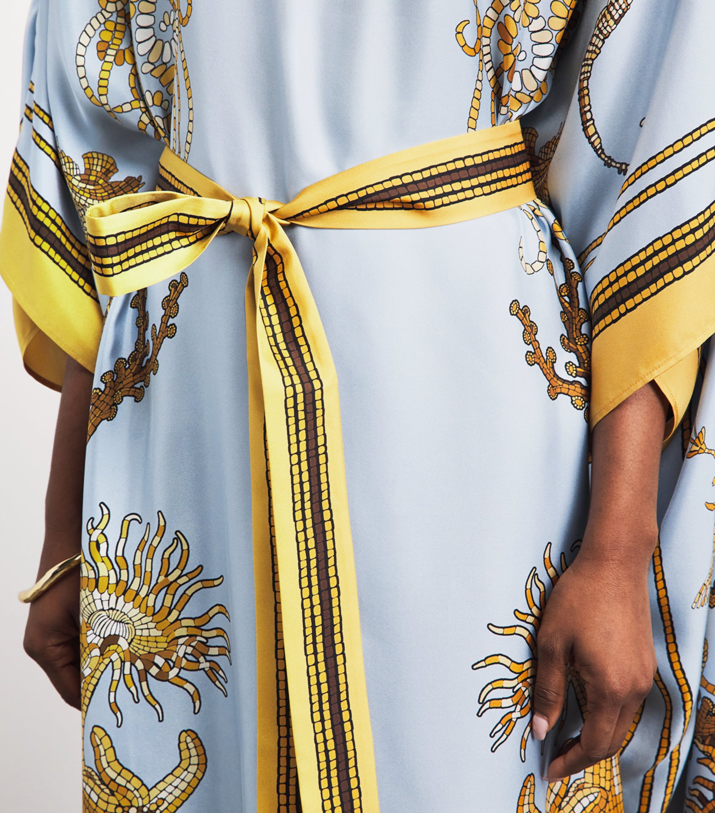 La Doublej Womens Silk Printed Kaftan Maxi Dress Oceania Image 3