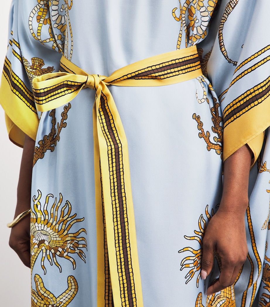 La Doublej Womens Silk Printed Kaftan Maxi Dress Oceania Image 3
