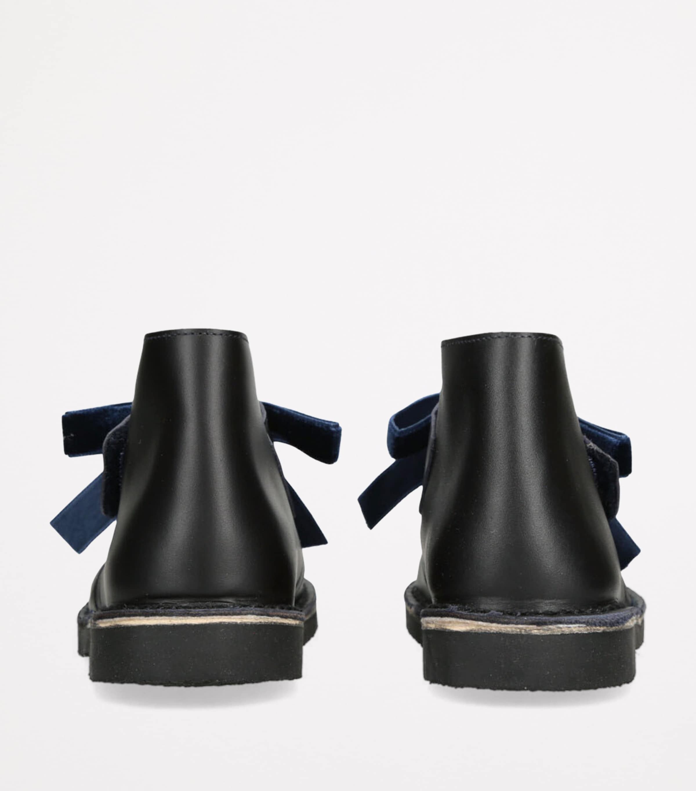 Leather Bow-Embellished Argenta Boots NAVY Image 2
