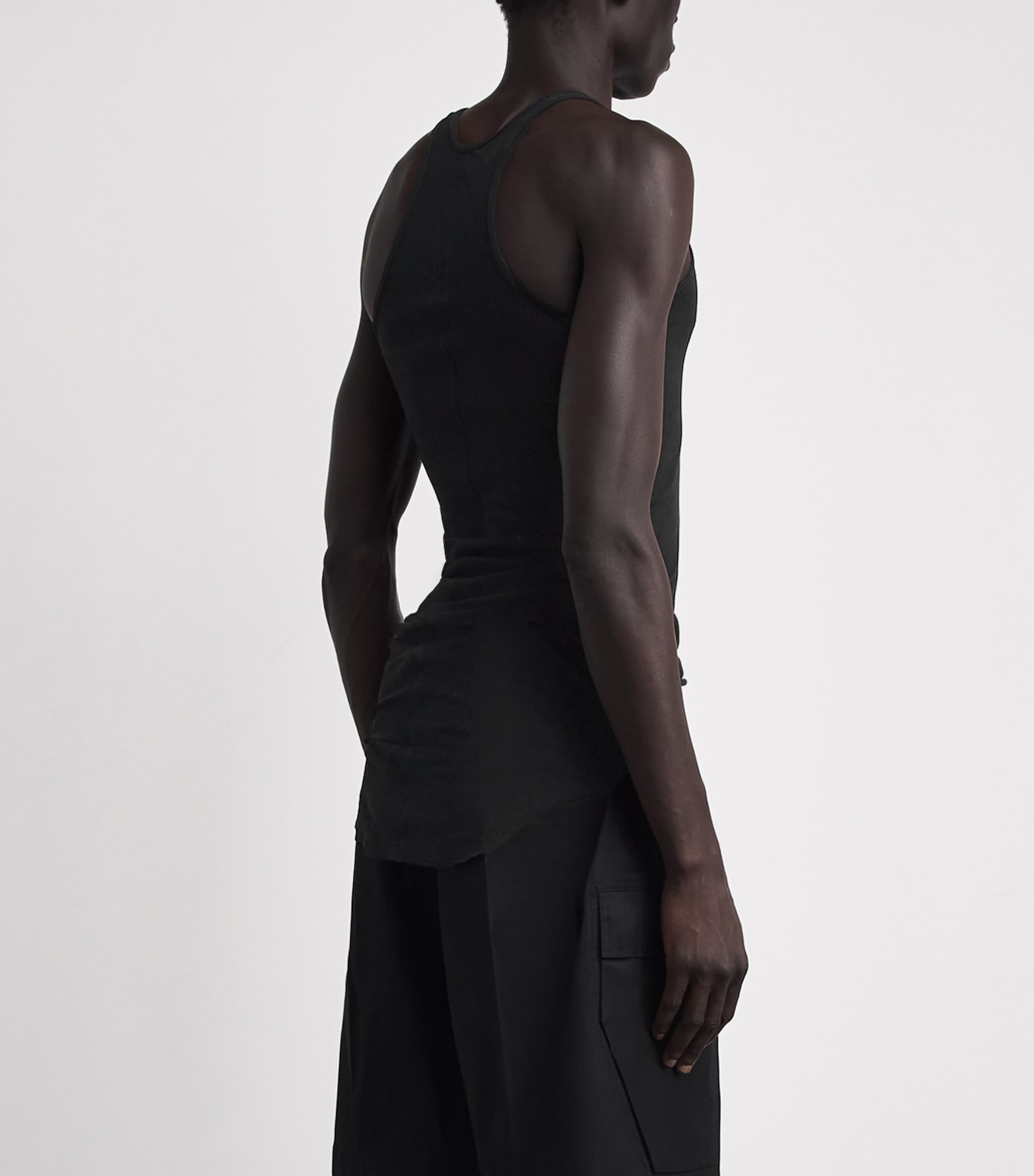 Rick Owens Mens Basic Ribbed Tank Top Black Image 5