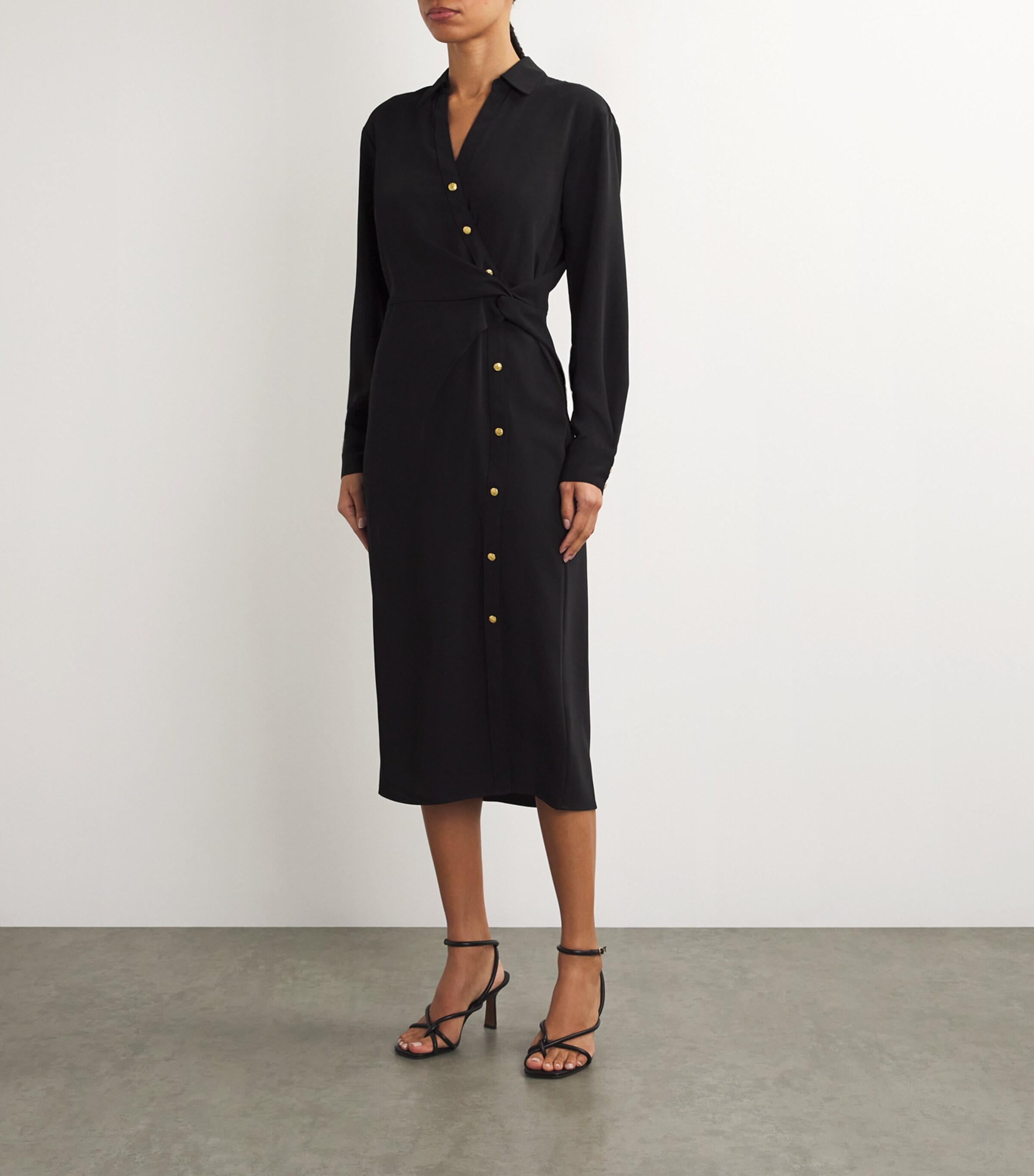 Asymmetric Wright Shirt Midi Dress BLACK Image 3