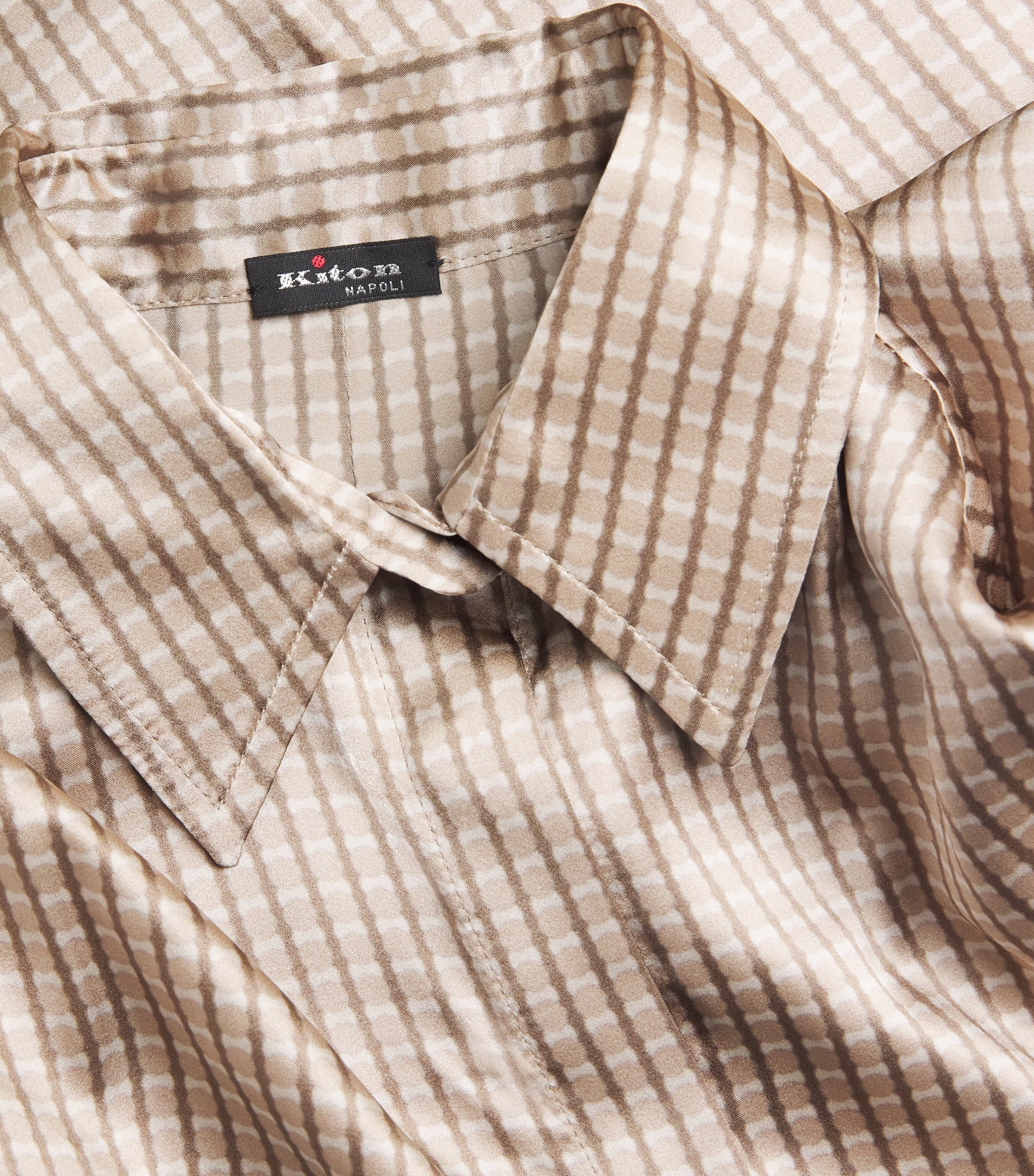 Kiton Womens Silk Printed Shirt Light Brown Print Image 6