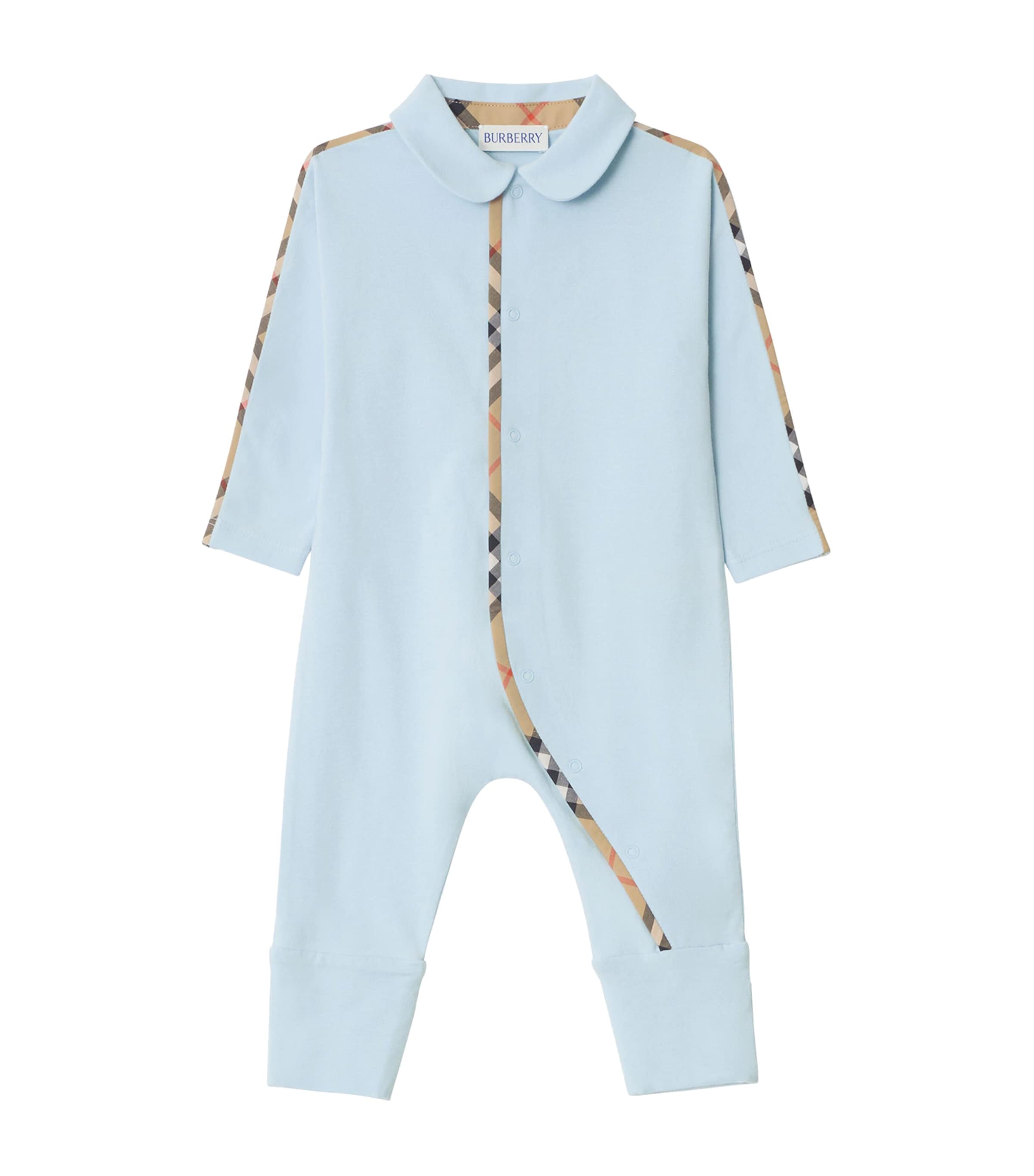 Cotton-Blend All-In-One, Bib and Hat Set (1-18 Months) ICE BLUE Image 1