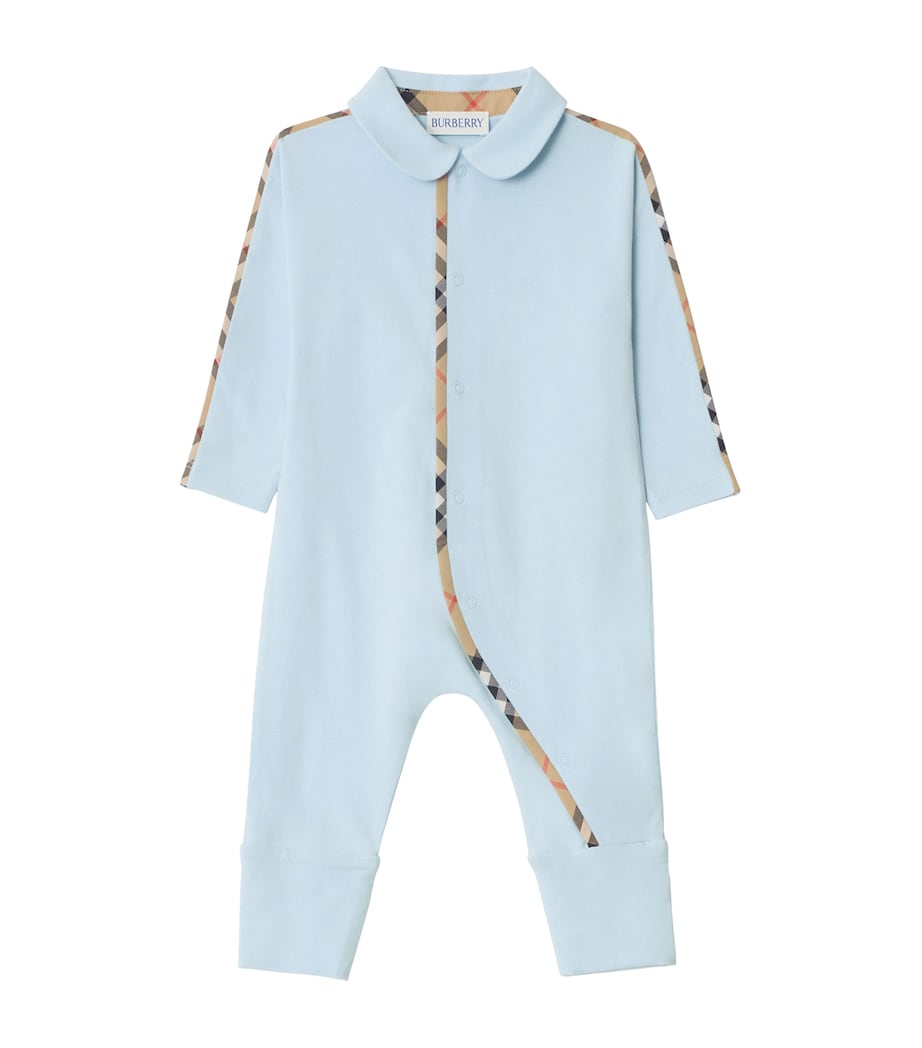 Cotton-Blend All-In-One, Bib and Hat Set (1-18 Months) ICE BLUE Image 1