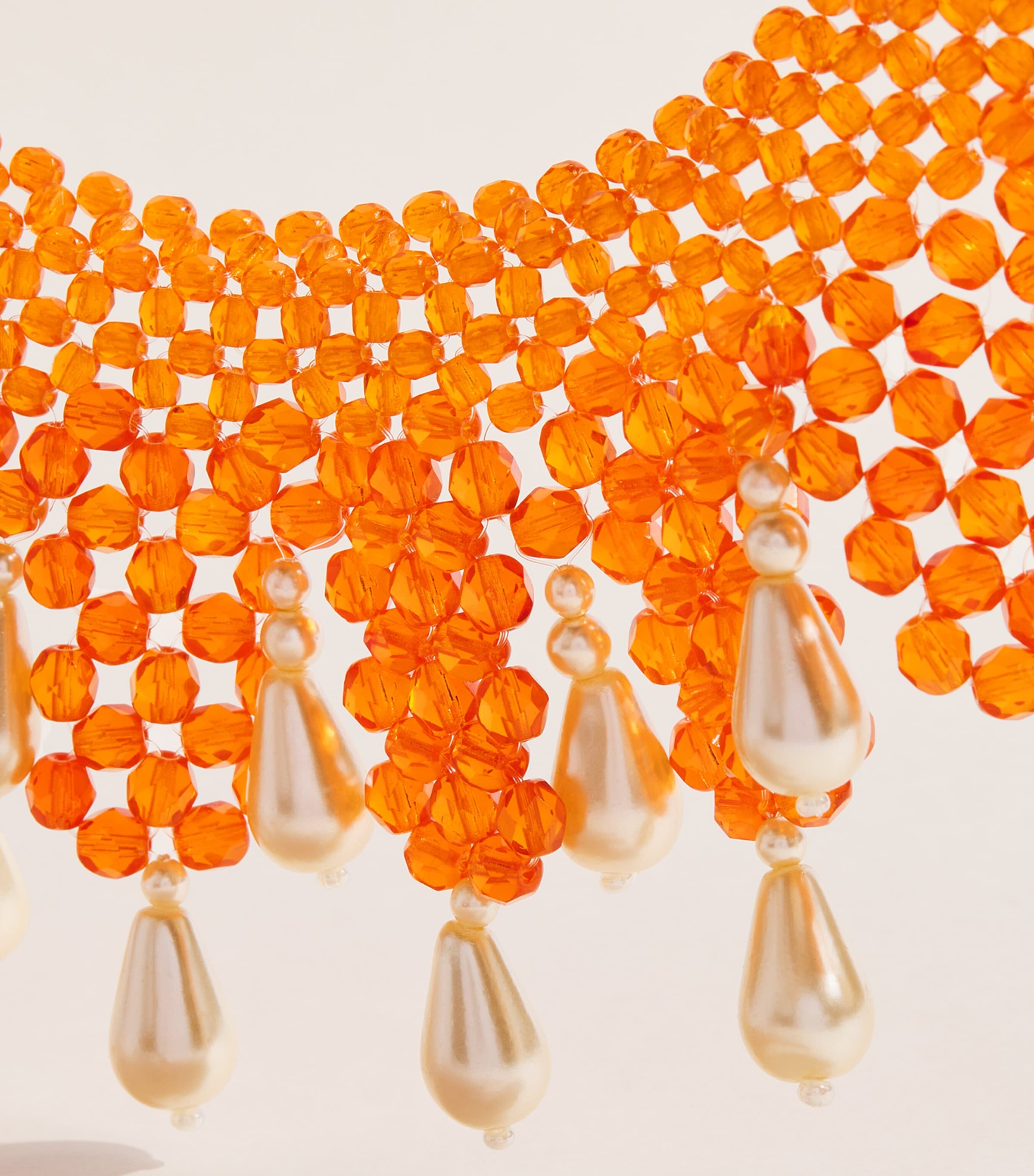 Coppola e Toppo Beaded Baroque Necklace Orange/white Image 3