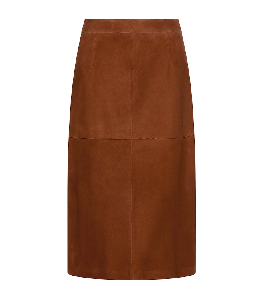 Marella Womens Suede Panelled Skirt Cognac Image 1