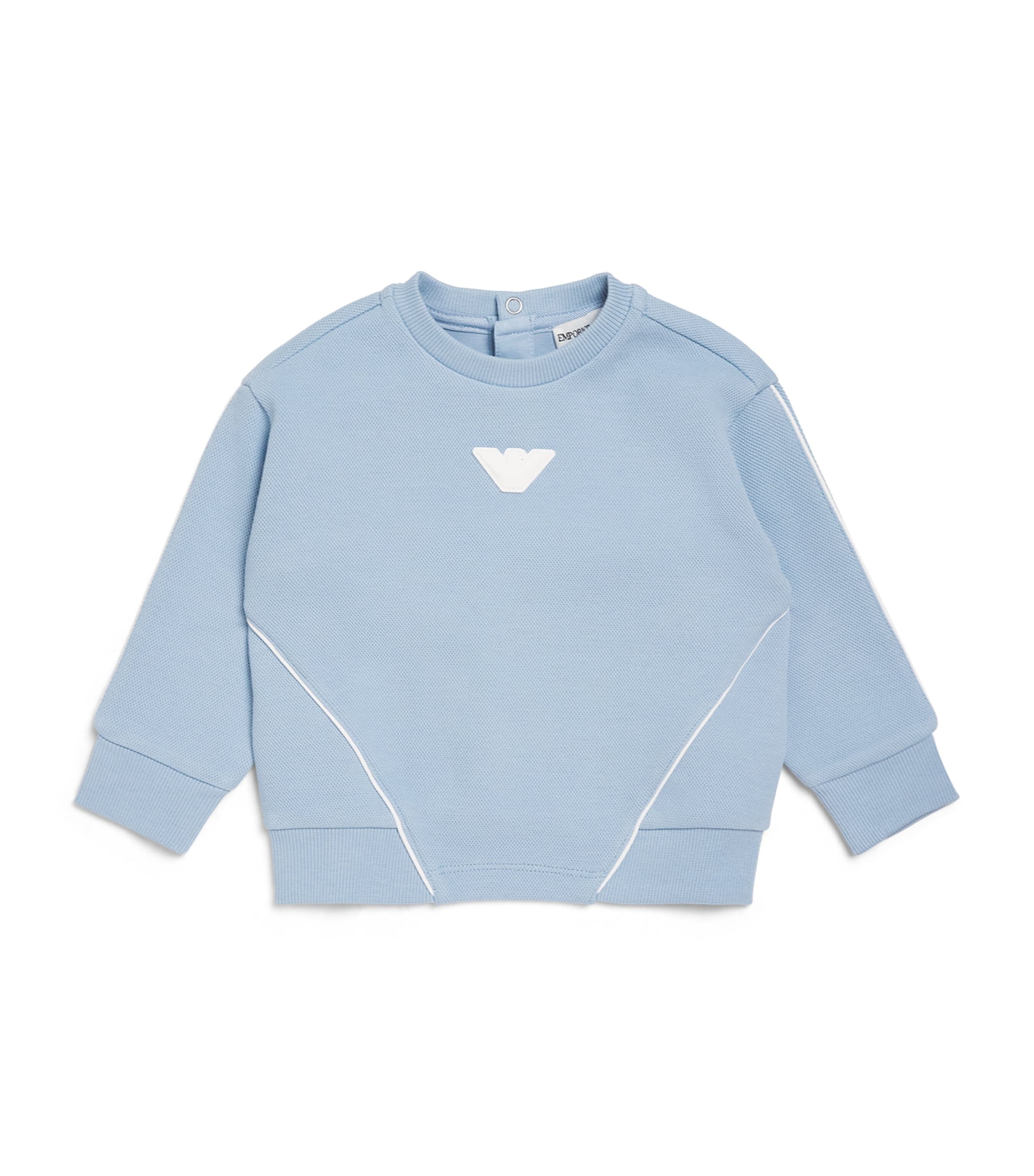 Emporio Armani Kids Eagle Logo Sweatshirt (6-36 Months) Soft Chambray Image 1