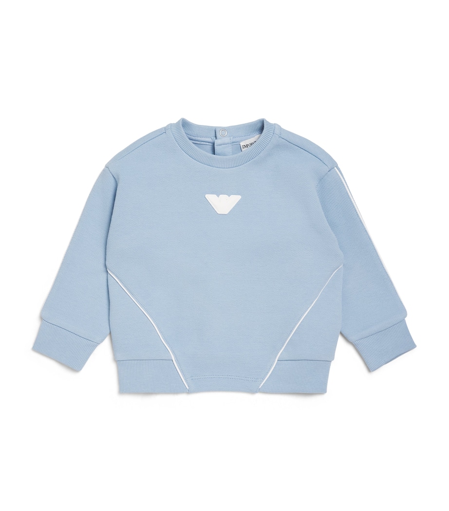 Emporio Armani Kids Eagle Logo Sweatshirt (6-36 Months) Soft Chambray Image 1