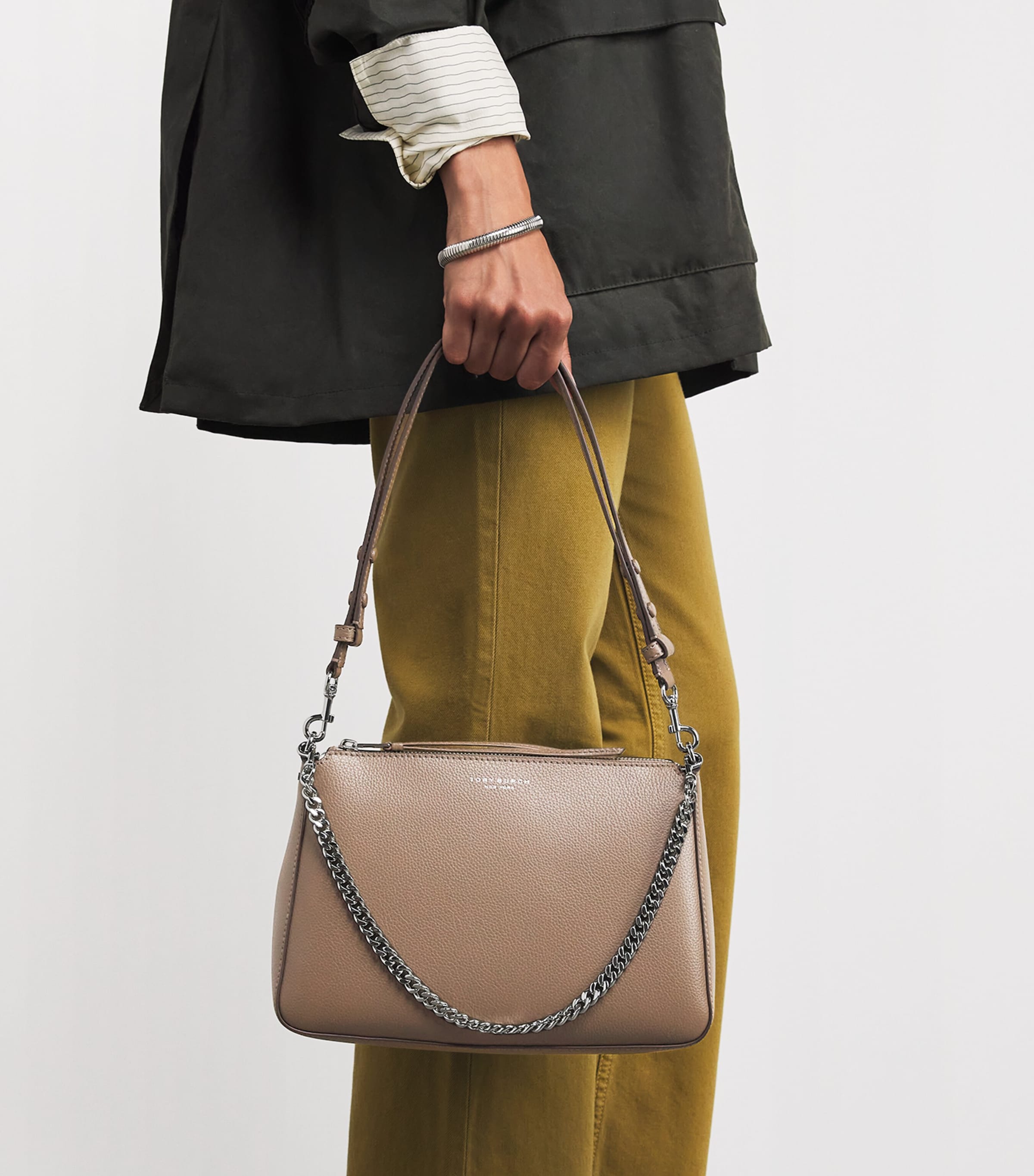 Tory Burch Brown Leather Perry Shoulder Bag | Harrods US