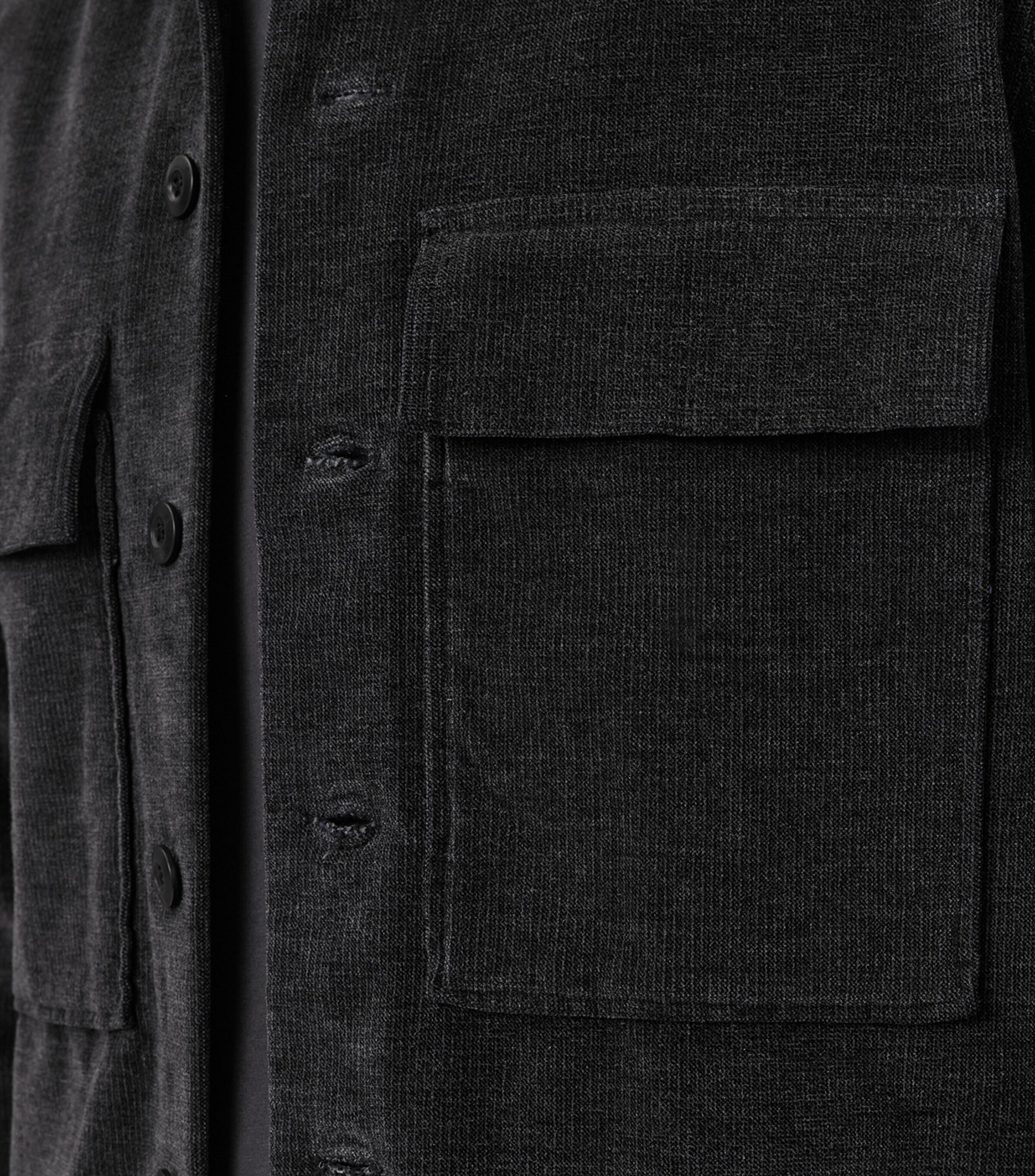 AllSaints Mens Corduroy Hawker Overshirt Faded Black Image 9