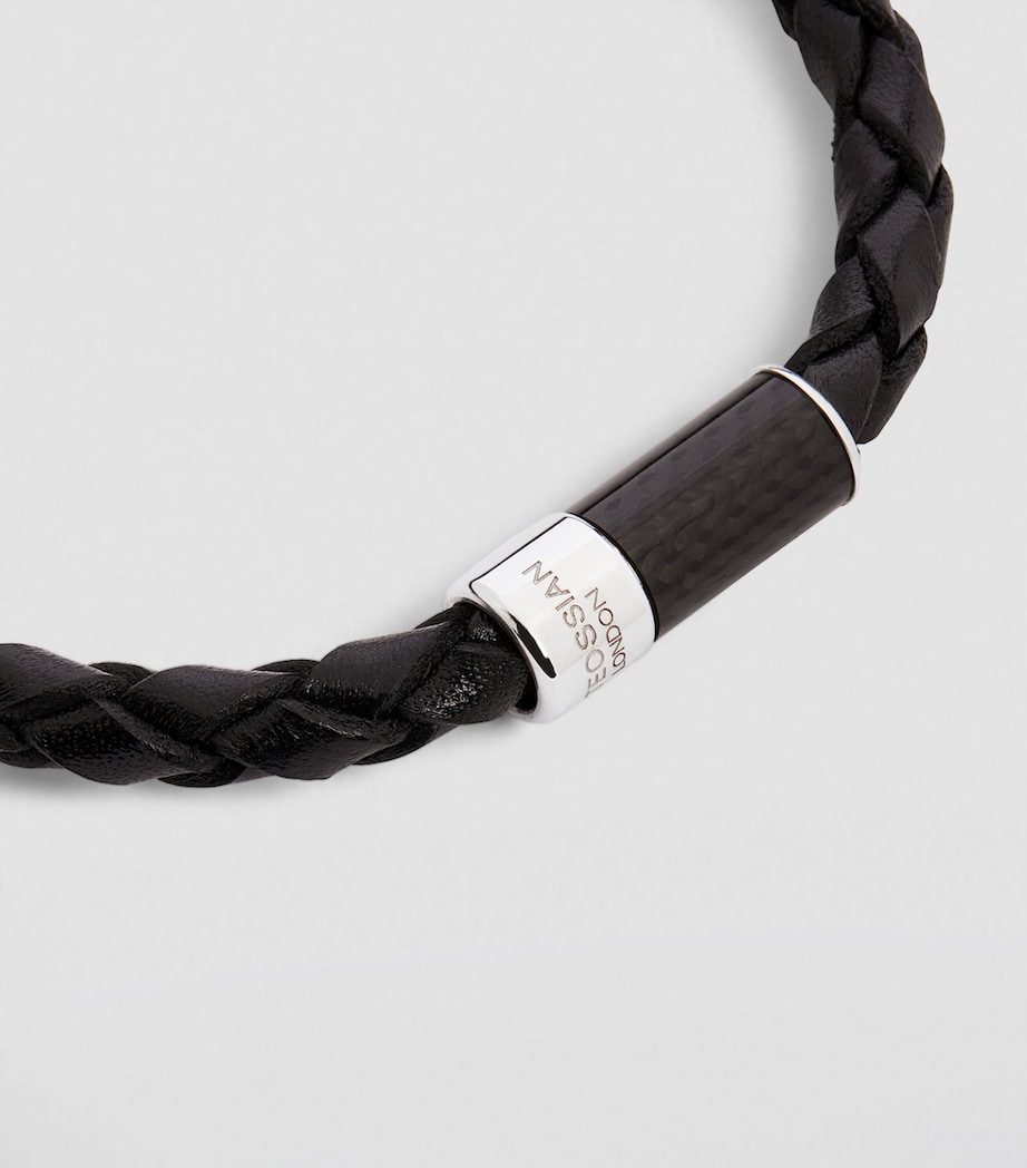 Tateossian Leather Carbon Pop Braided Bracelet Black Image 3