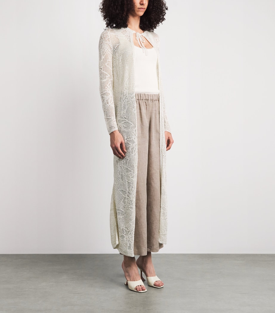 Fabiana Filippi Womens Sequinned Openwork Long Cardigan Mastice Image 4