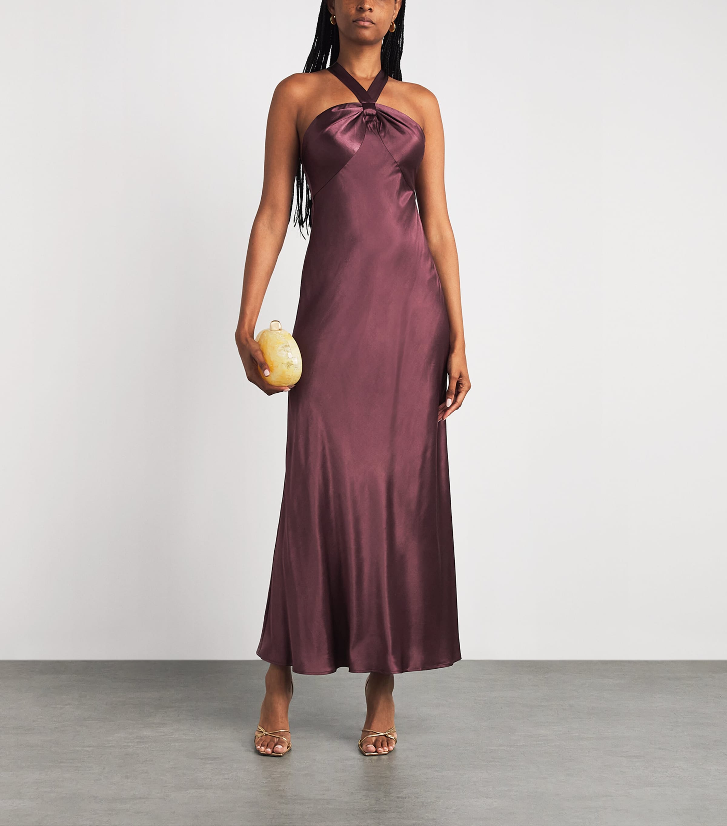 Rixo Womens Satin Losanna Maxi Dress Wine Image 2