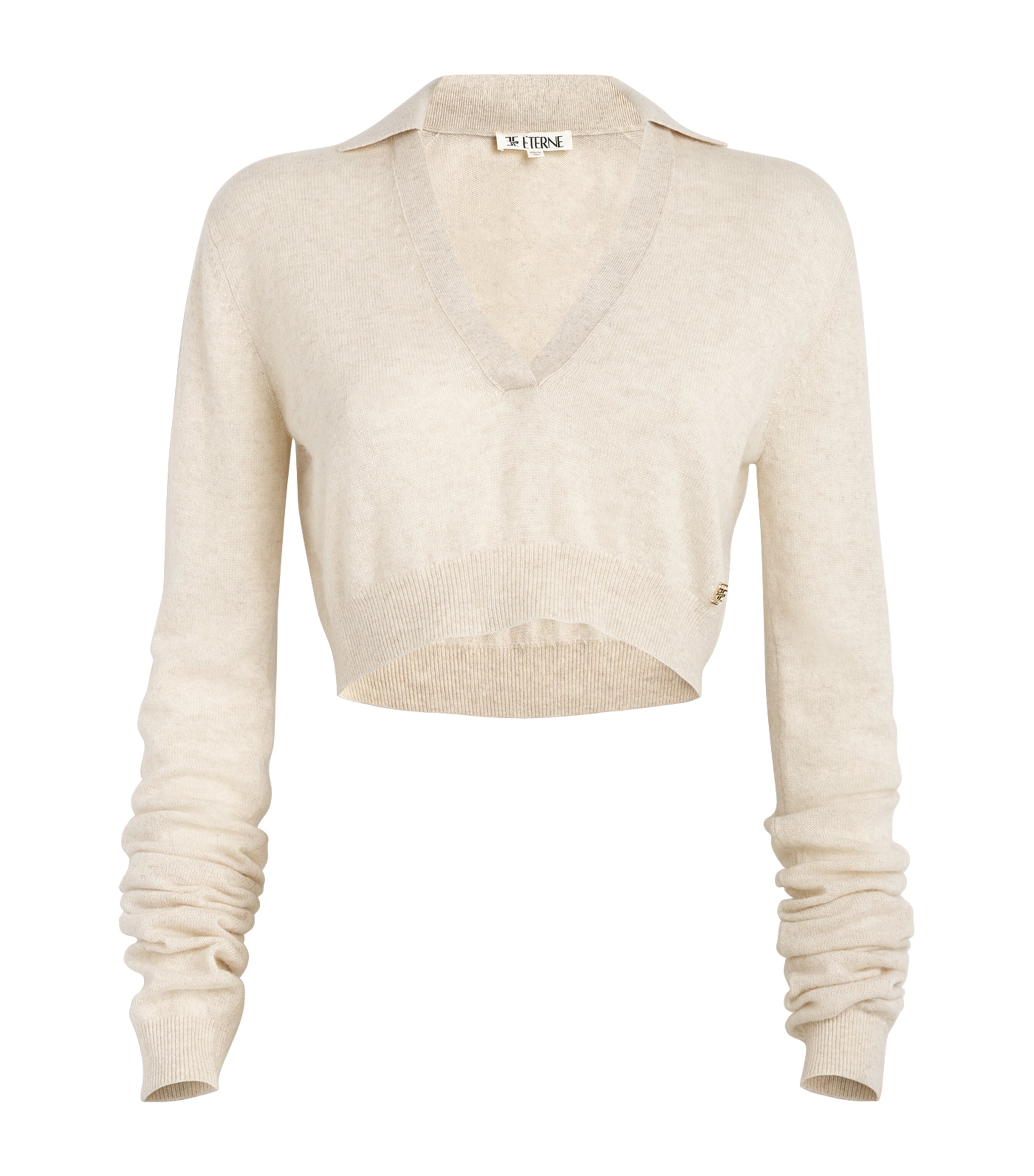 Shop Éterne Cashmere Stevie Cropped Sweater In Nude