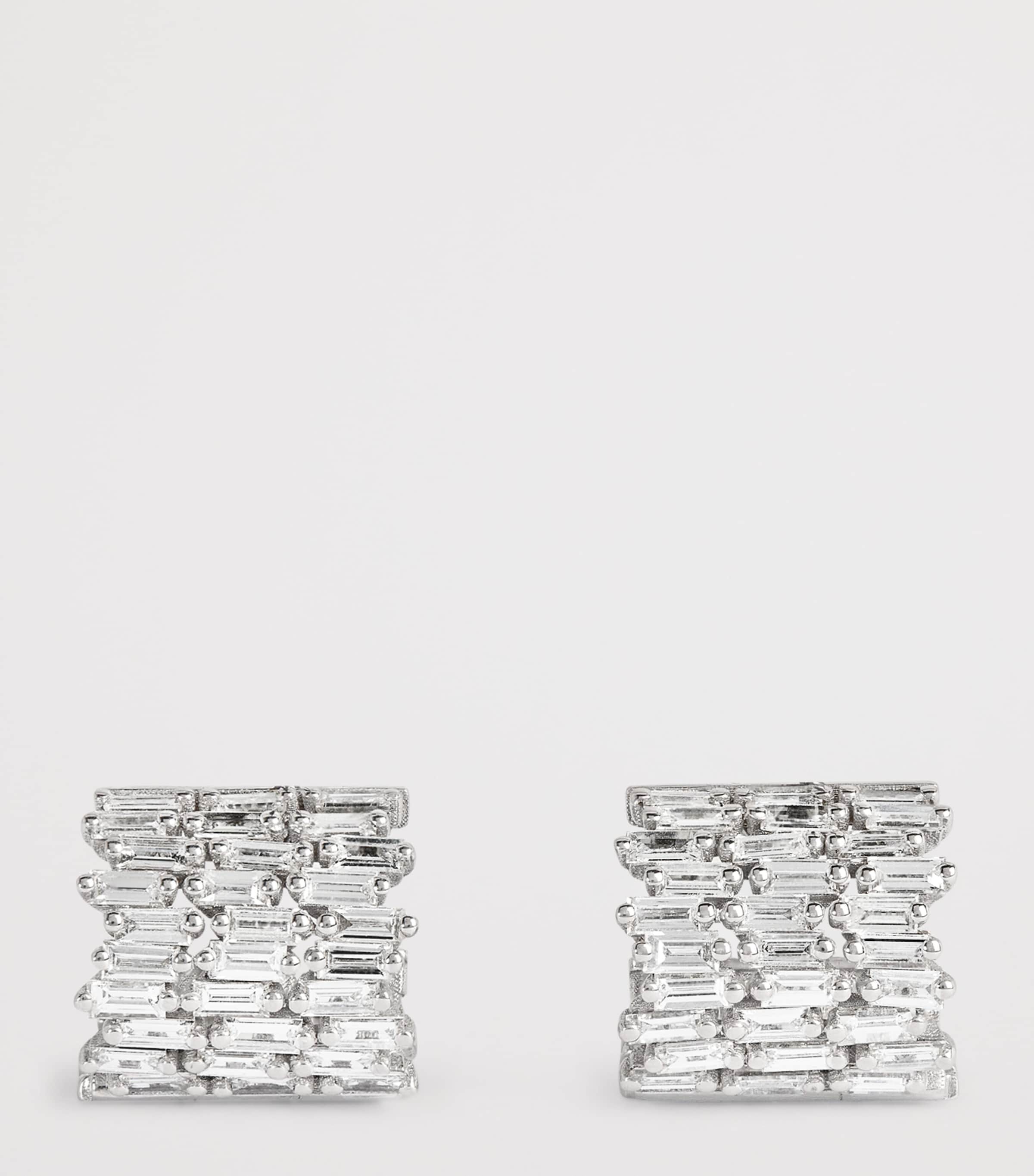 Suzanne Kalan White Gold and Diamond Infinite Three-Row Hoop Earrings Wg/wd Image 3