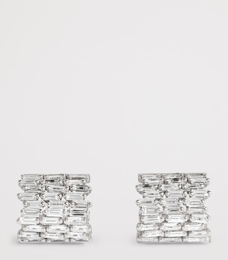Suzanne Kalan White Gold and Diamond Infinite Three-Row Hoop Earrings Wg/wd Image 3