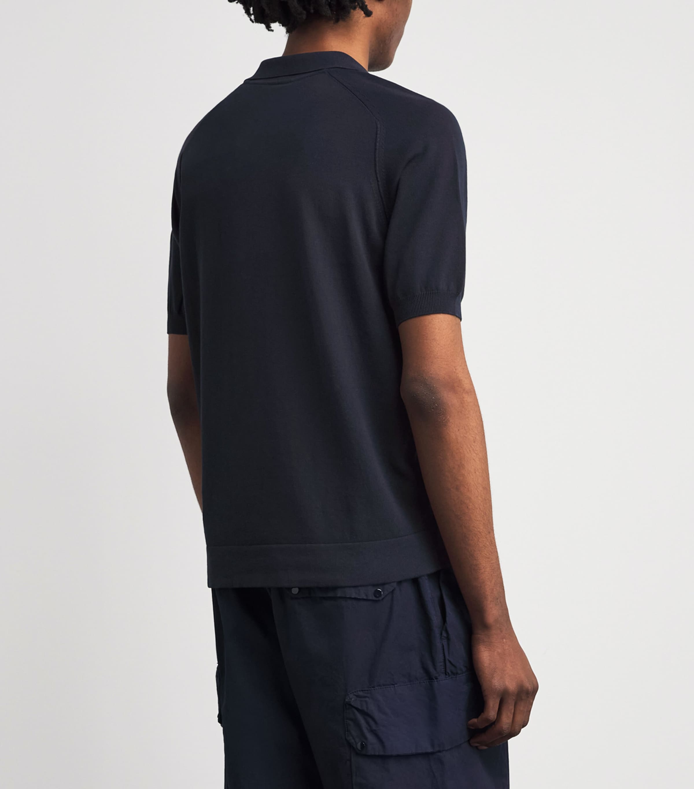 C.P. Company Mens Cotton Crepe Polo Shirt Total Eclipse Image 5
