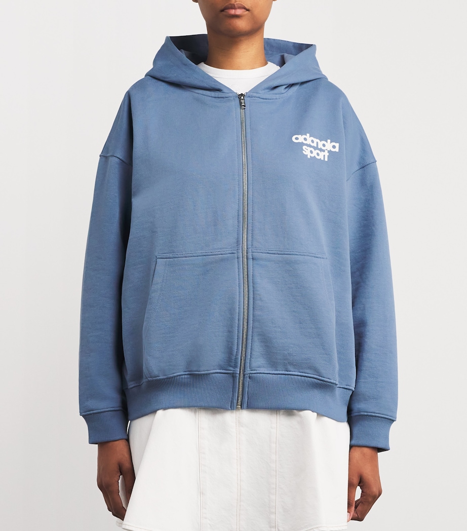 Organic Cotton Bold Logo Zip-Up Hoodie VNTGE BLUE/MRSH WHTE Image 3