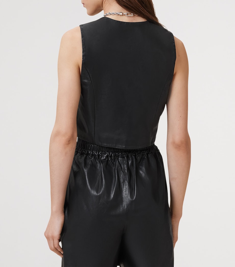 AllSaints Womens Leather Arla Lea Waistcoat Black Image 5